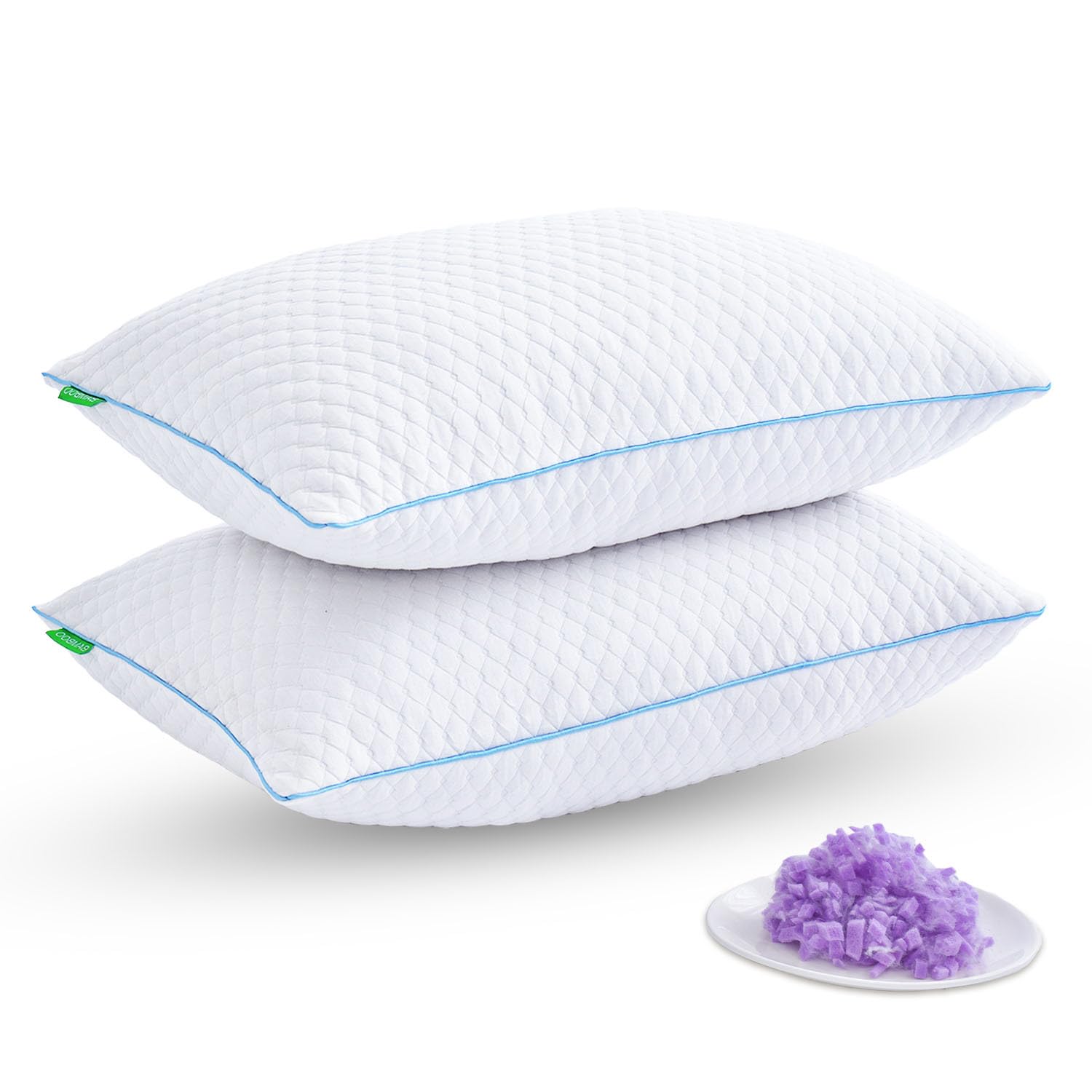 Shredded Memory Foam Pillows for Sleeping 2 Pack - Cooling