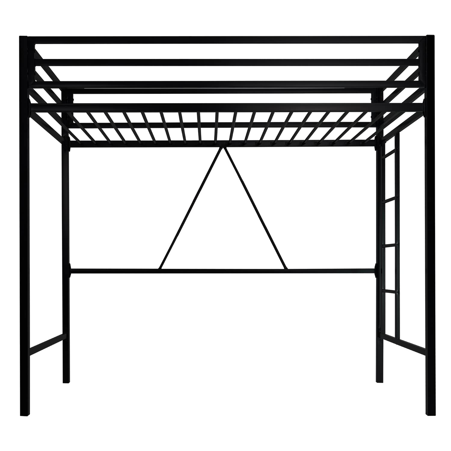 Twin Loft Bed Frame for Juniors and Adults with Safety Guardrail