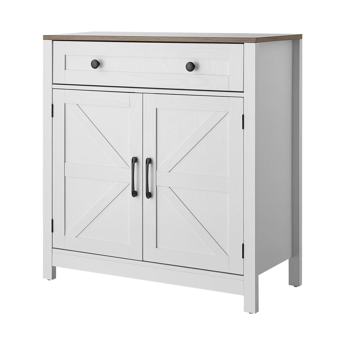 Coffee Bar Cabinet with Barn Doors & Adjustable Shelves
