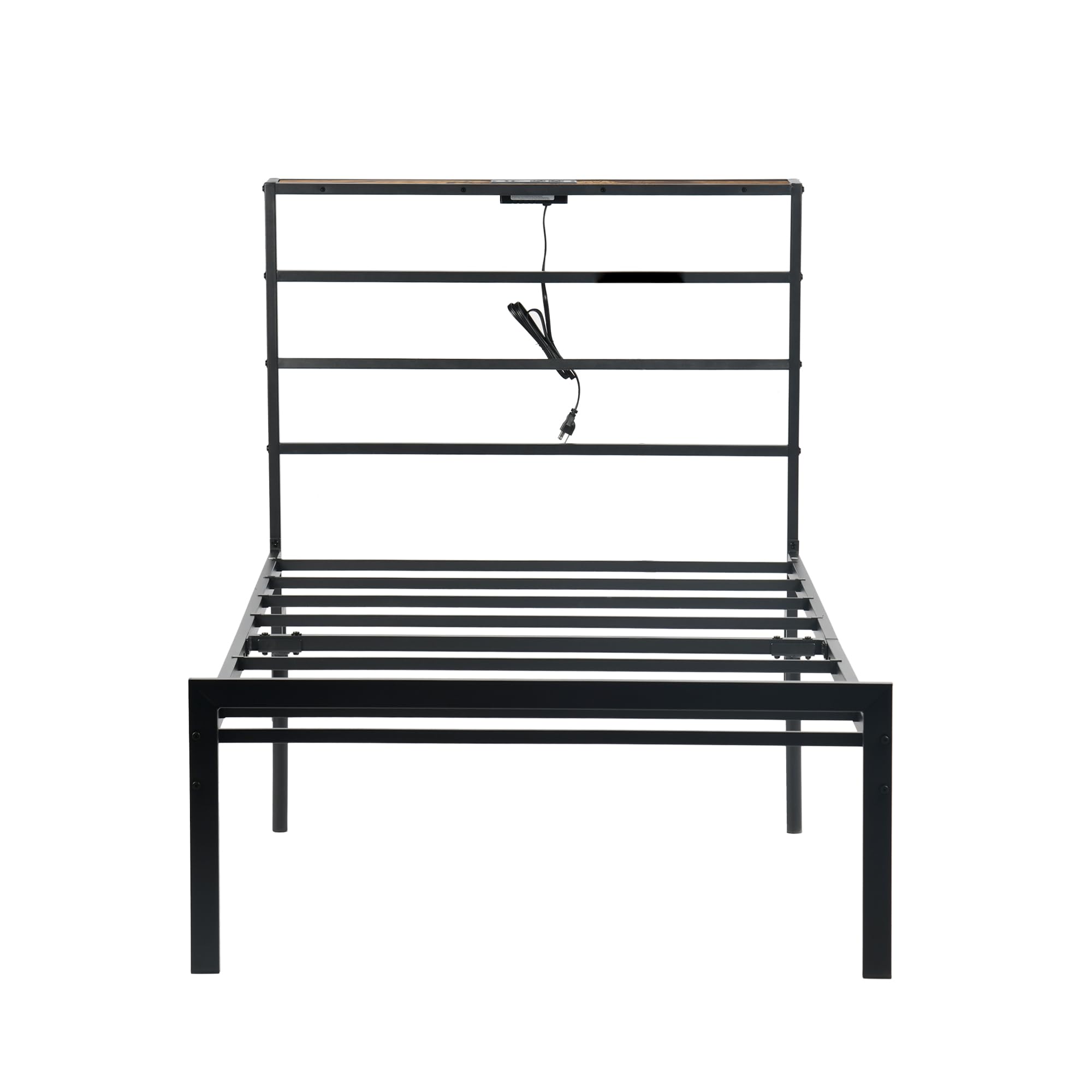 Metal Bed Frame Twin with Led Lights and Charging Station