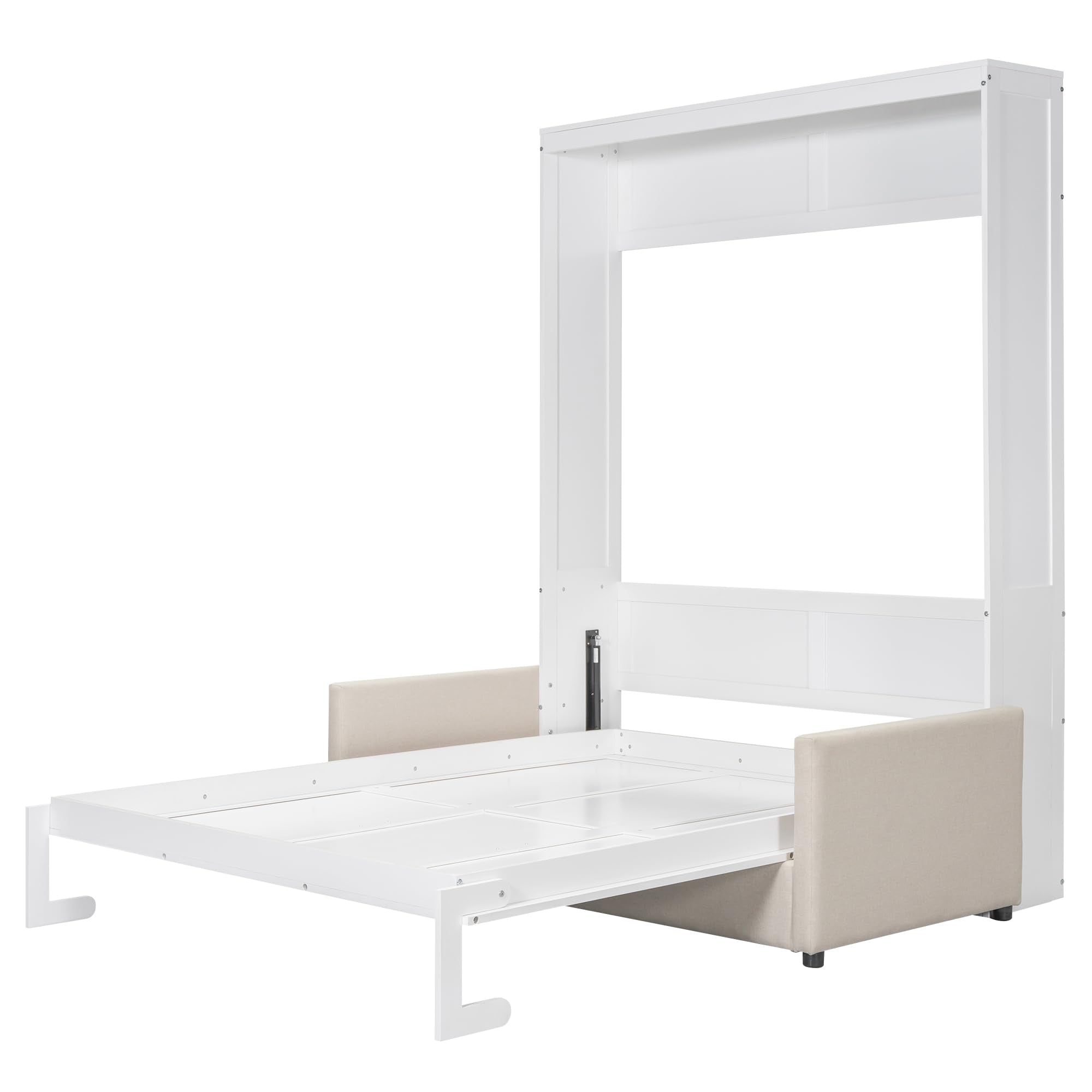 Queen Size Murphy Bed, Wooden Queen Murphy Wall Bed with Cushion