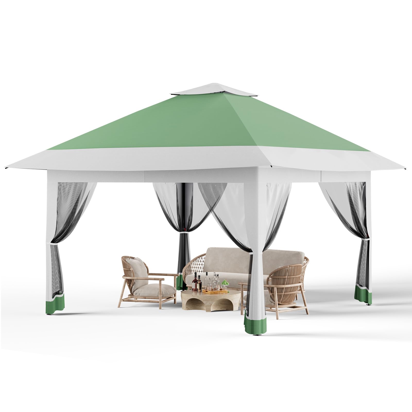 Pop Up Gazebo with Mosquito Netting, Outdoor Canopy Tent with Double