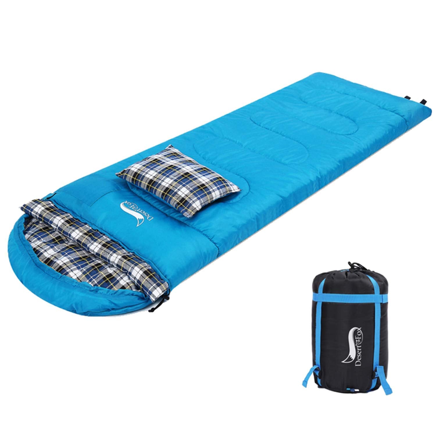 Cotton Flannel Sleeping Bags Attach Pillow, 4 Season Warm & Col