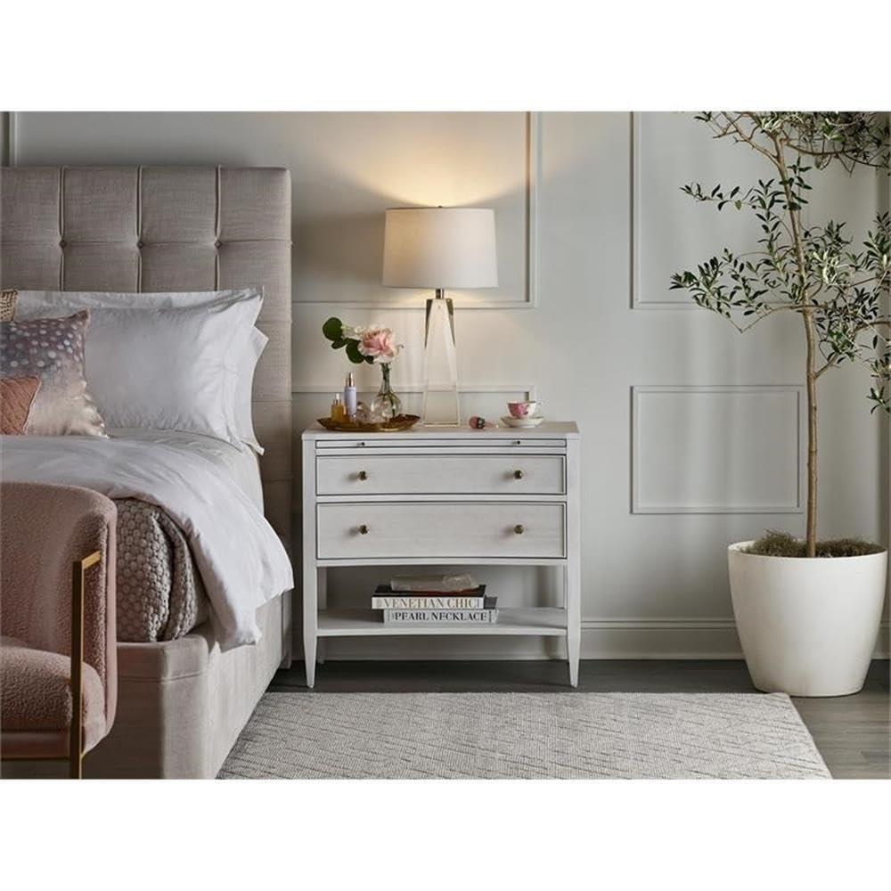 Set of 2 Contemporary Wood 2 Drawers Nightstand in White