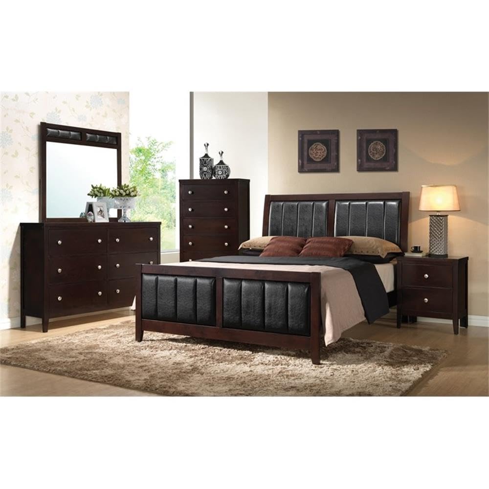 Carlton Eastern King Size Panel Bed with Black Padded Leatherette
