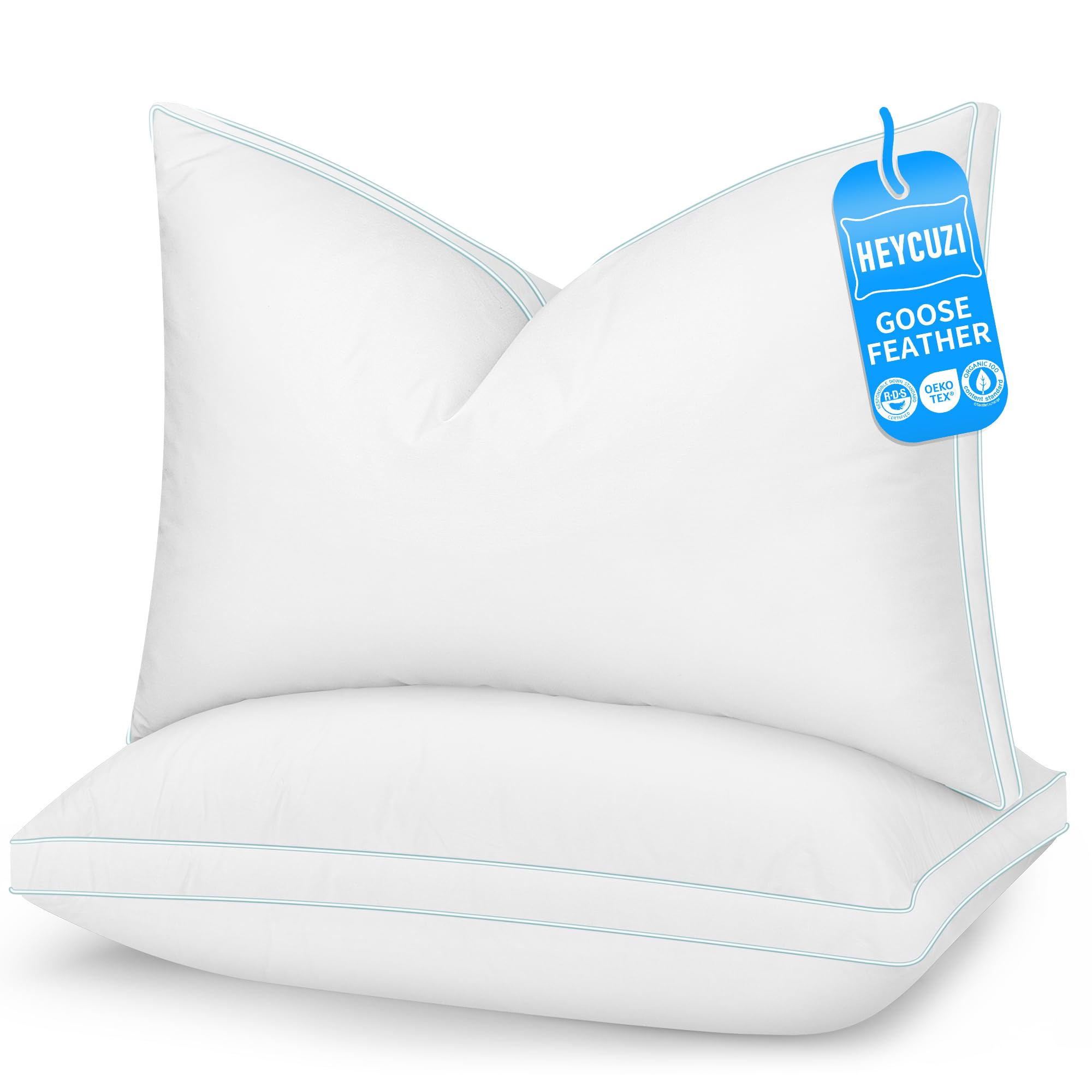 Goose Feather Down Pillows - Hotel Soft Bed Pillows Queen Size Set