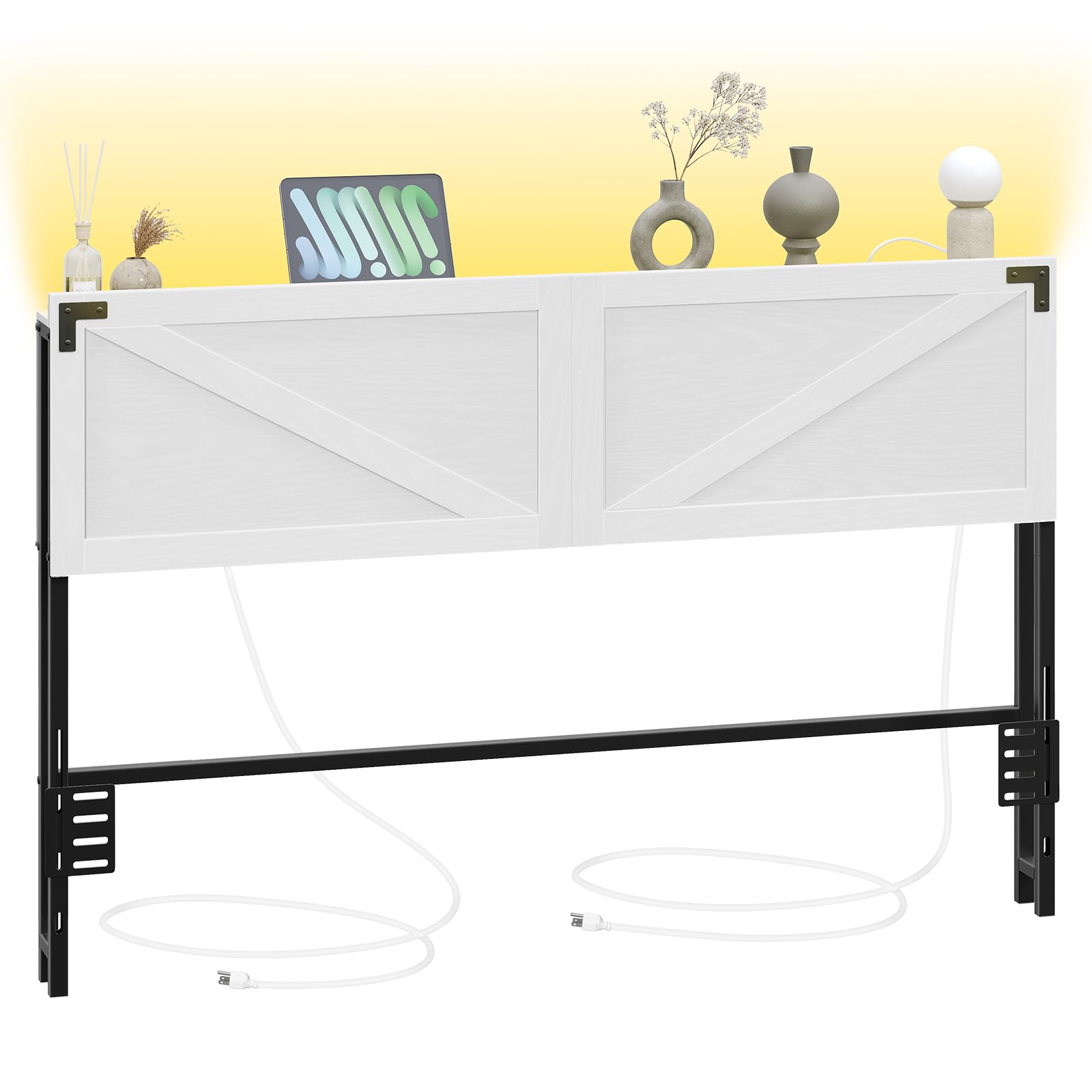Queen Size Headboard Only, Headboard with 2 Outlets and 4 USB Ports