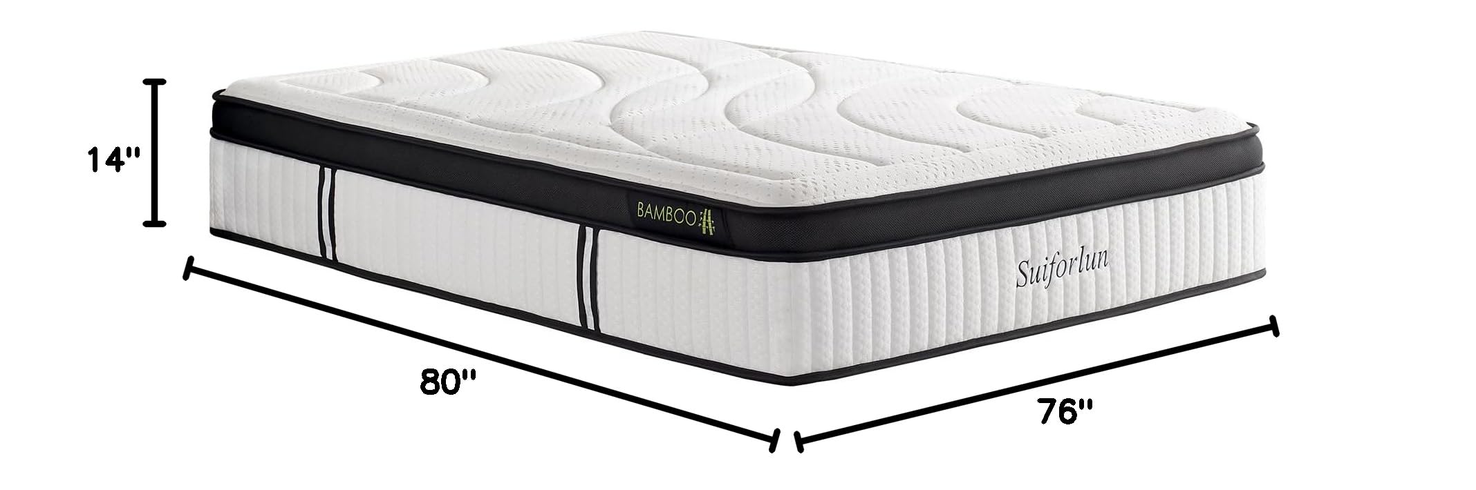 Suiforlun King Mattress, 14 Inch Hybrid Gel Memory Foam and Pocket Coils Innerspring, Euro Top Luxury King Bed Mattress with 7 Premium Layers, Pressure Relief, CertiPUR-US Certified, 80"x76"x14"