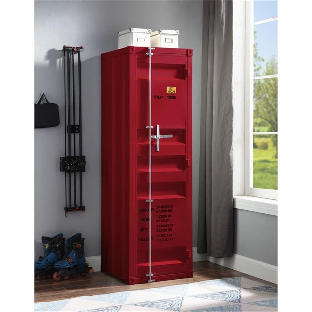 Wardrobe Armoire with 1 Door in Red