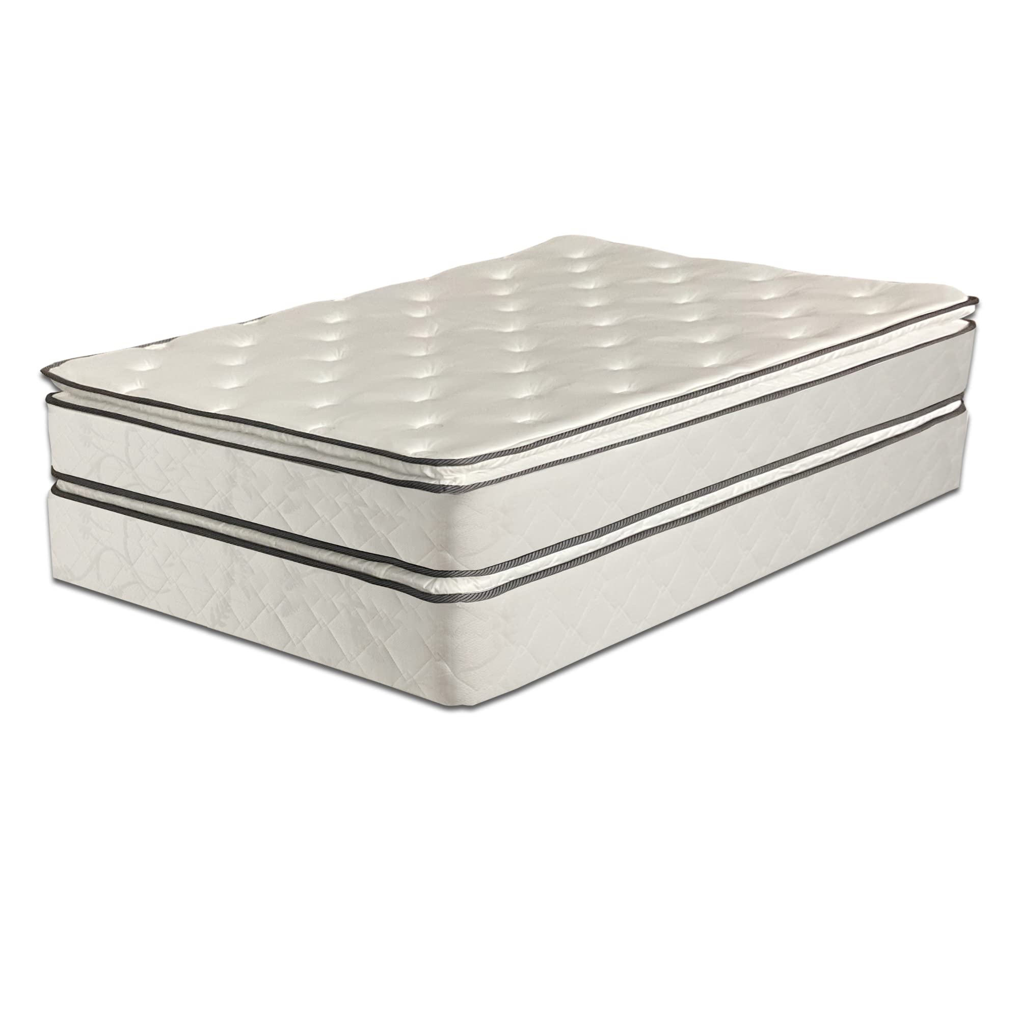 12-Inch Medium Plush Double Sided Pillowtop Innerspring Mattress and 4" Wood Box