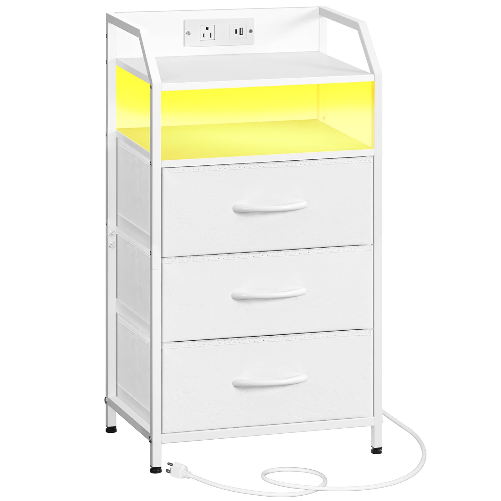 Nightstand with Charging Station, Bedside Table with 1 AC Outle