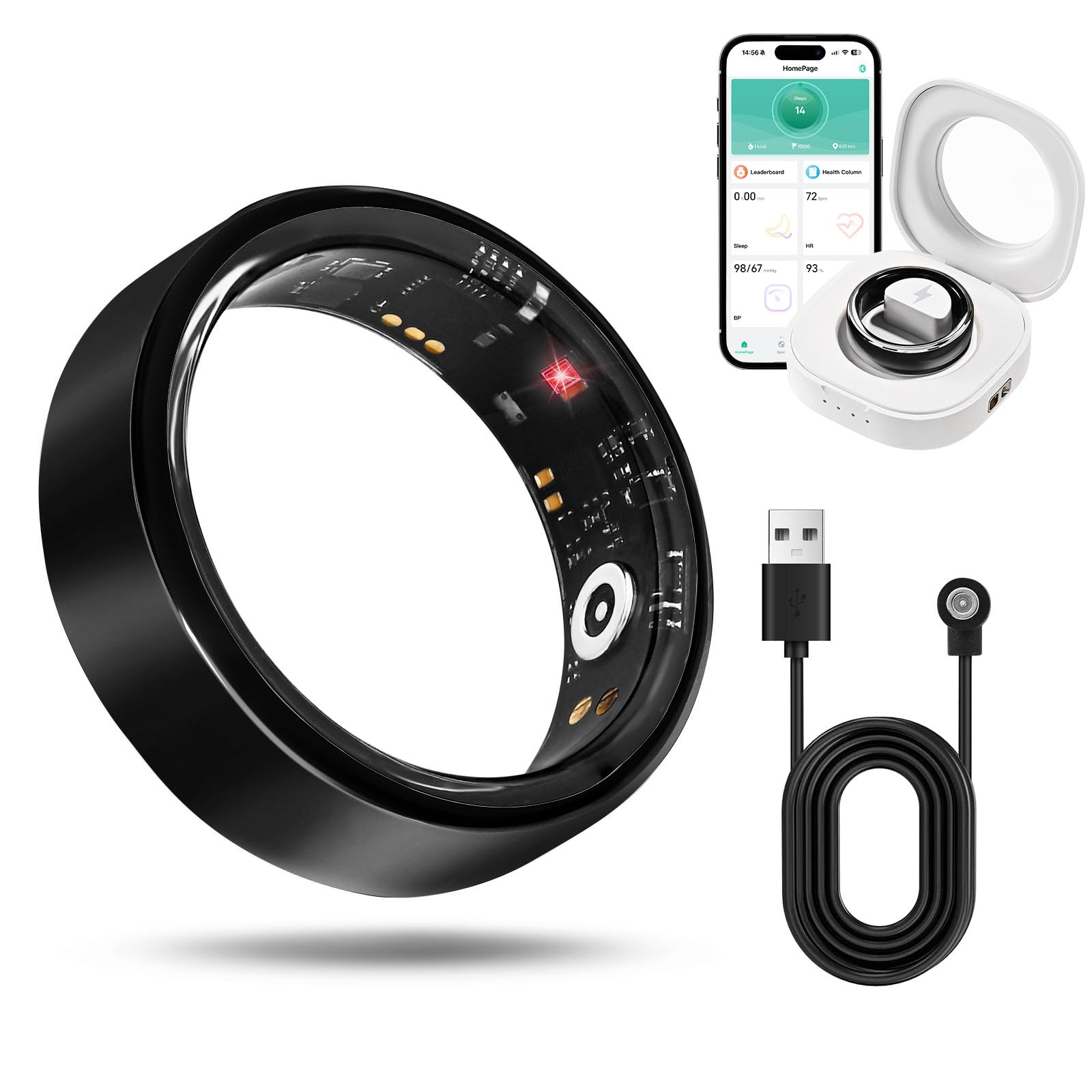 Smart Health Ring for Women Men Fitness Tracker with Heart Rate