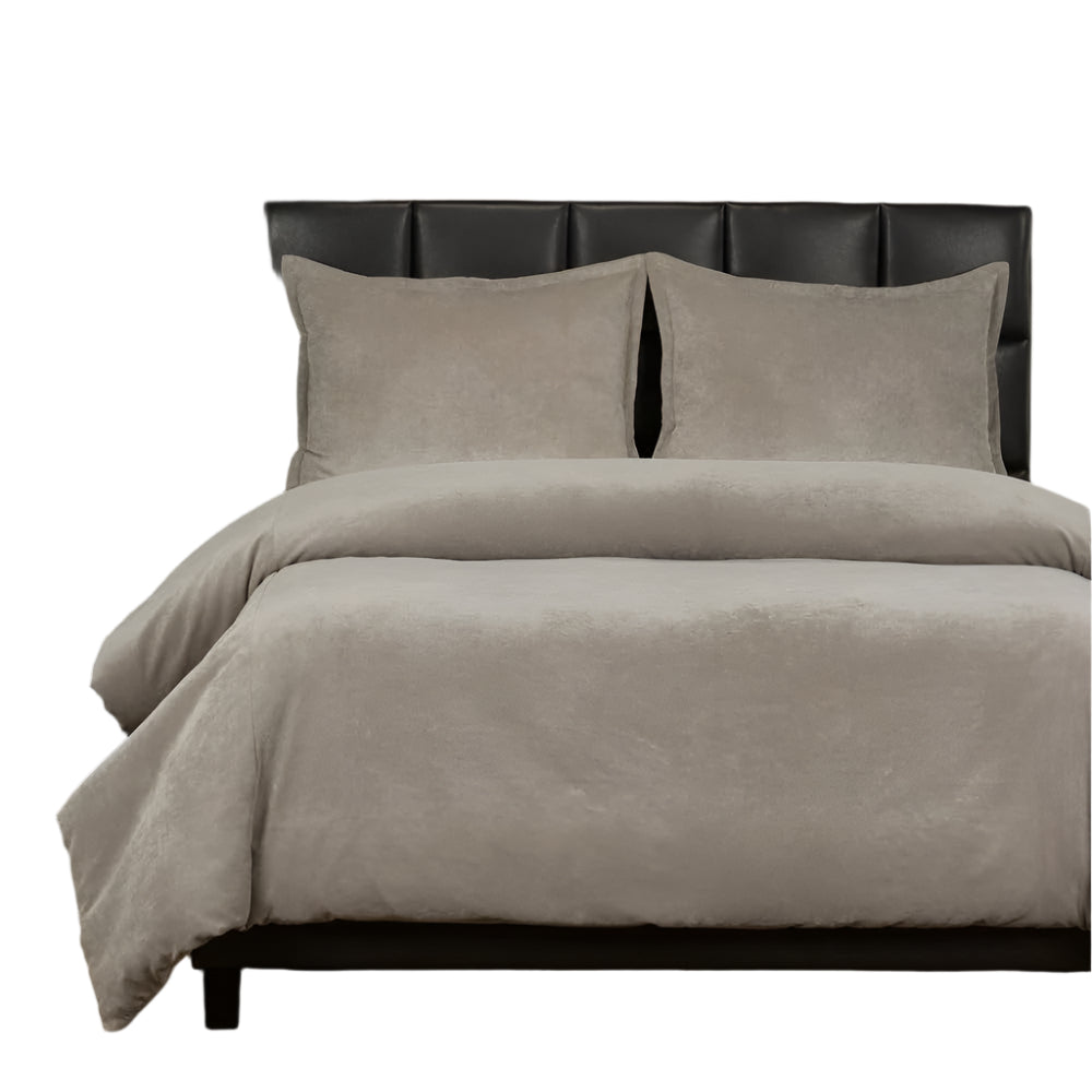 Mid-Century Modern 4 Piece Velvet Duvet Cover Queen Size with Fluffy Duvet Insert Zipper