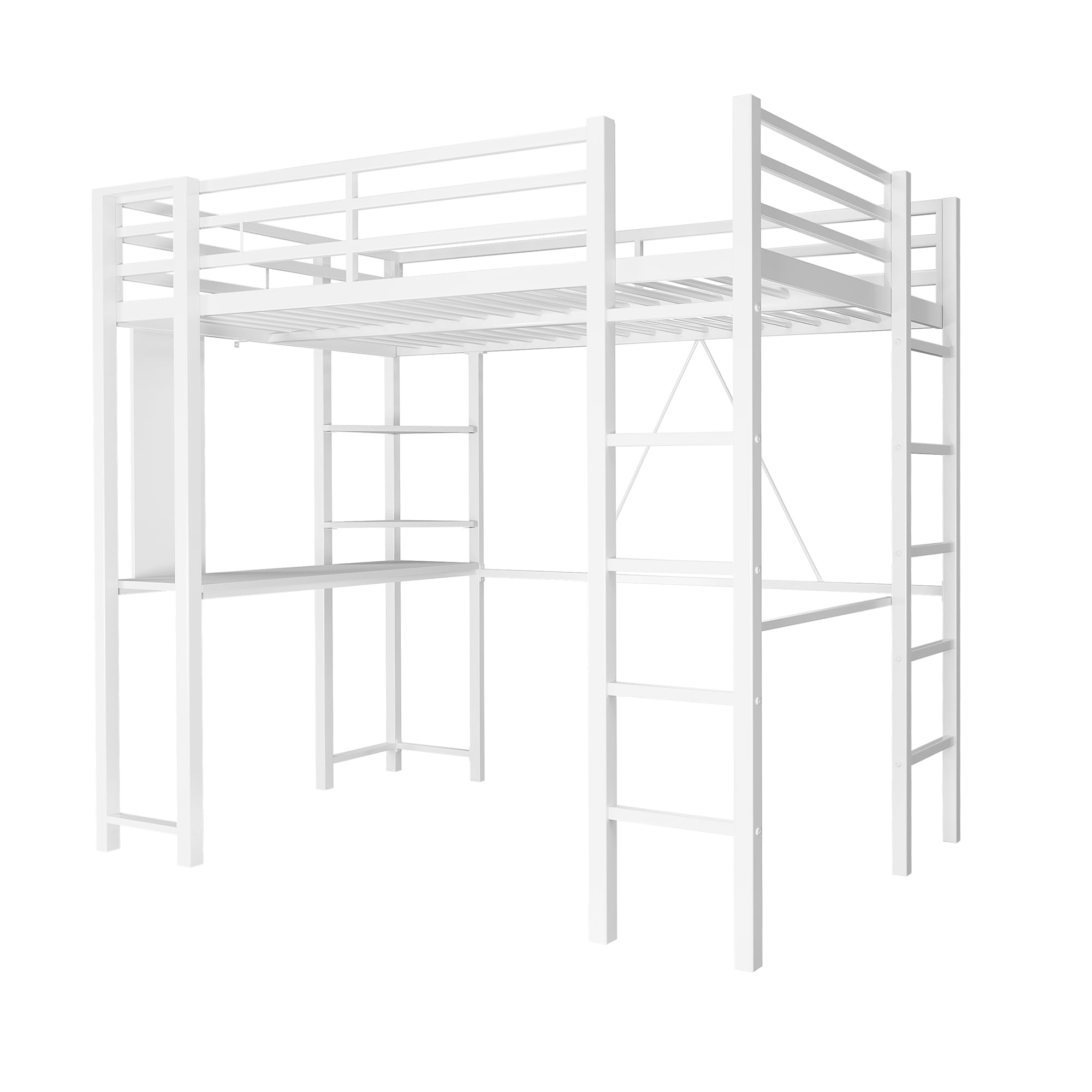 Loft Bed Full Size with Desk and Safety Guard Rail, Full Size