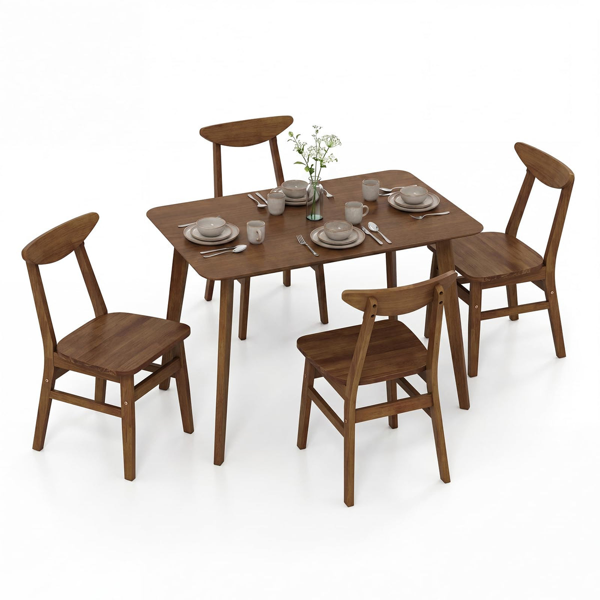 5-Piece Mid-Century Dining Table & Chair Set for 4