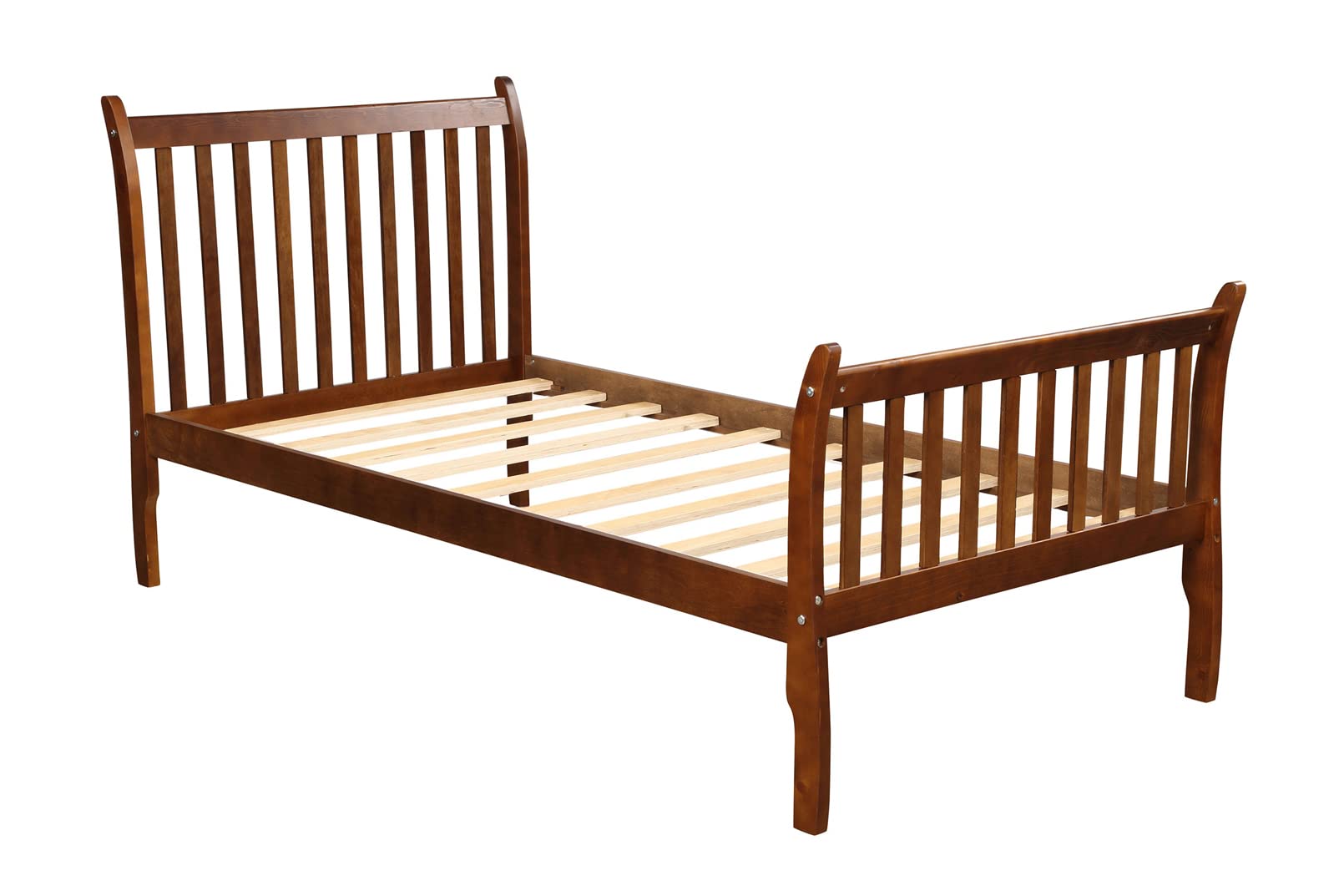 Twin Size Contemporary Wooden Platform Bed with Head and Footboard