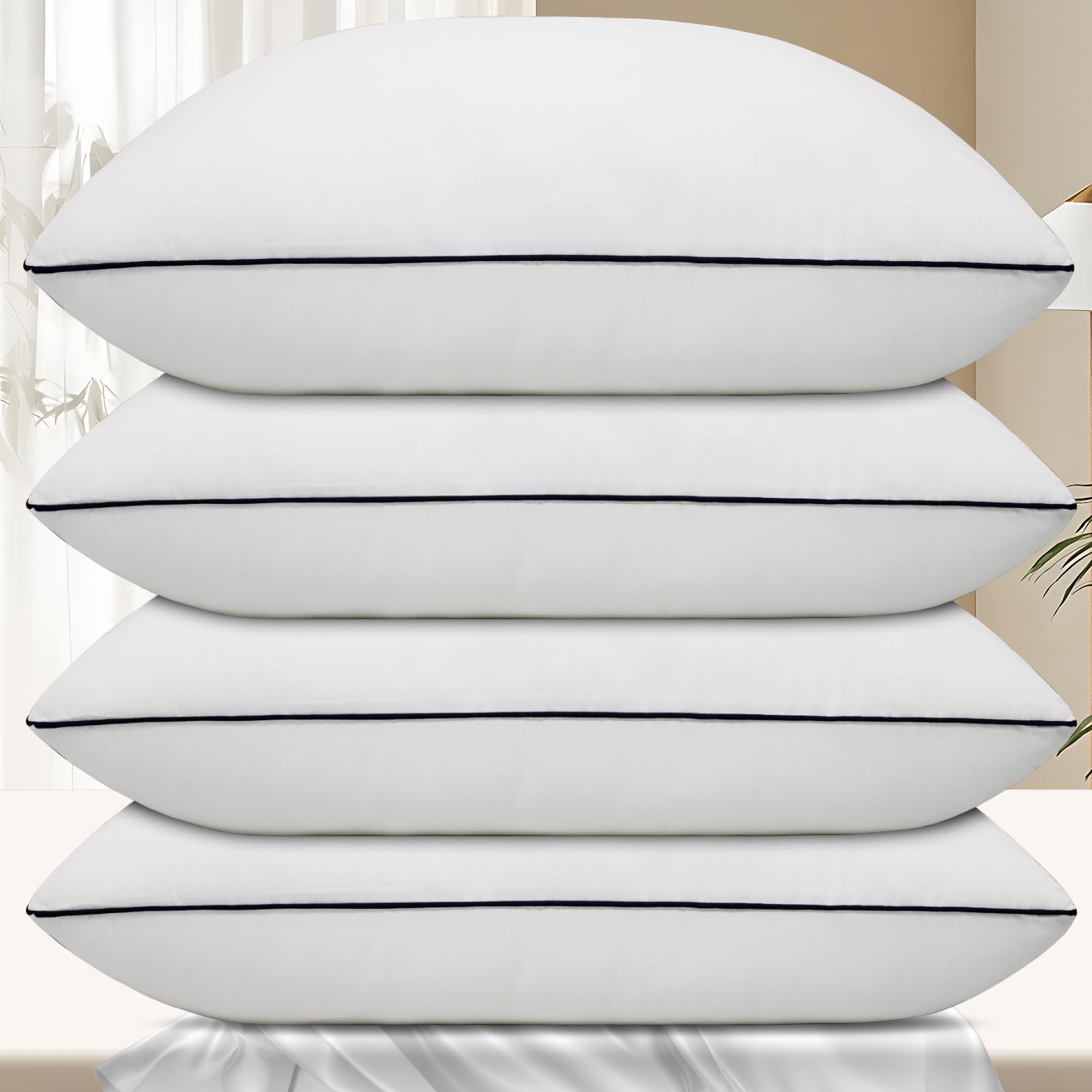 Hotel Collection Bed Pillows for Sleeping 4 Pack King Size Cooling Pillows Set of 4 for Back