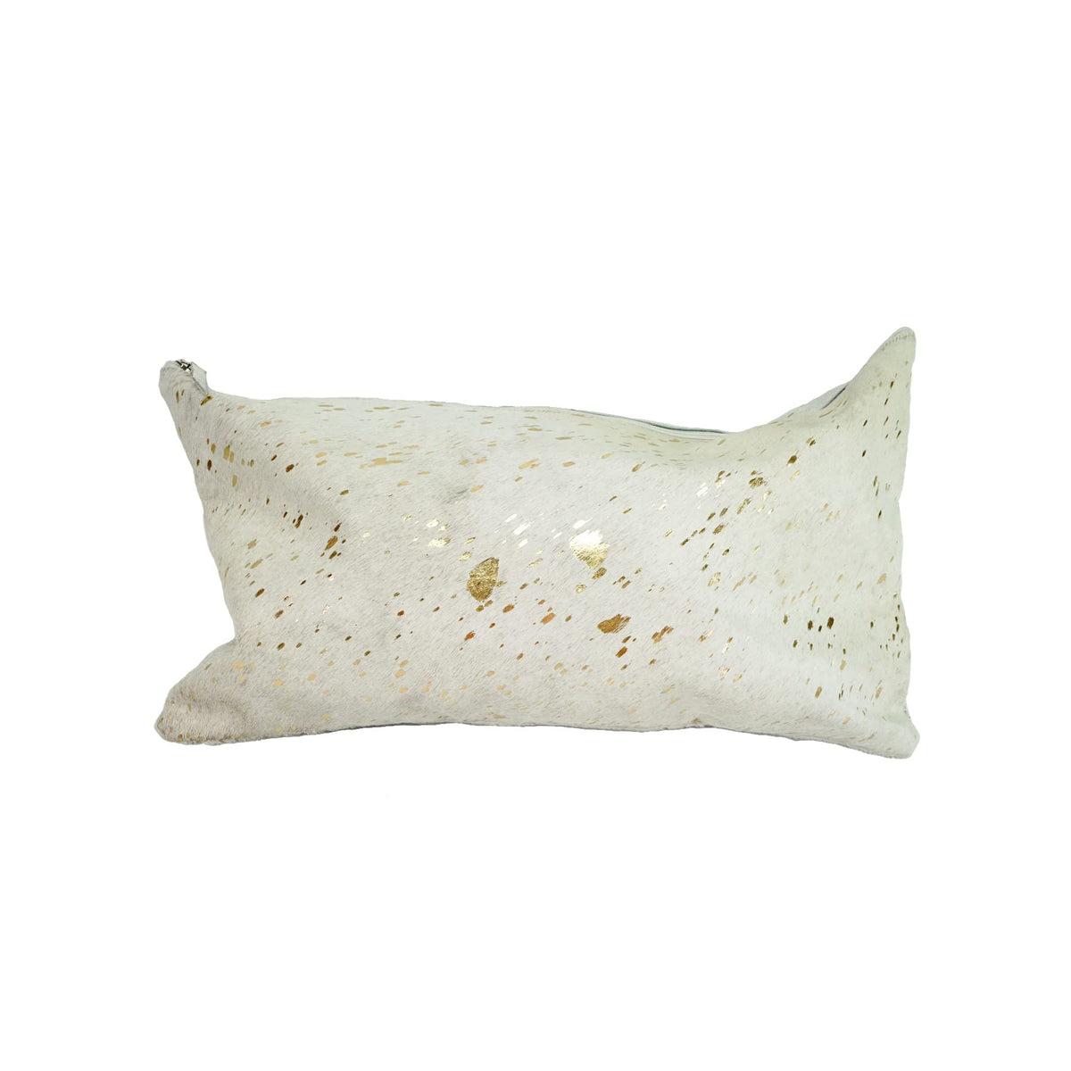 Gold Metallic Cowhide Leather Pillow Cover, Double-Sided