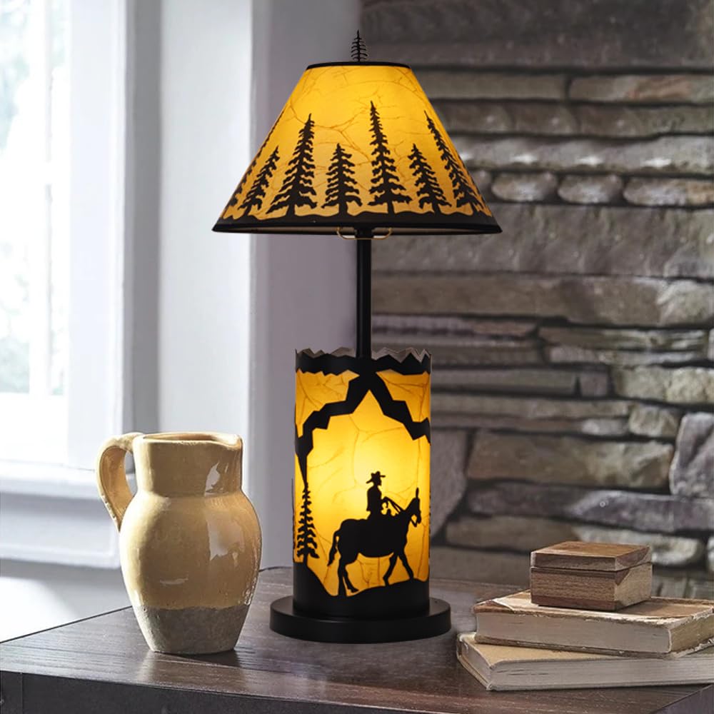 Farmhouse Table Lamp, 2 Lights Rustic Living Room Lamps, Vintage Bedside Lamps