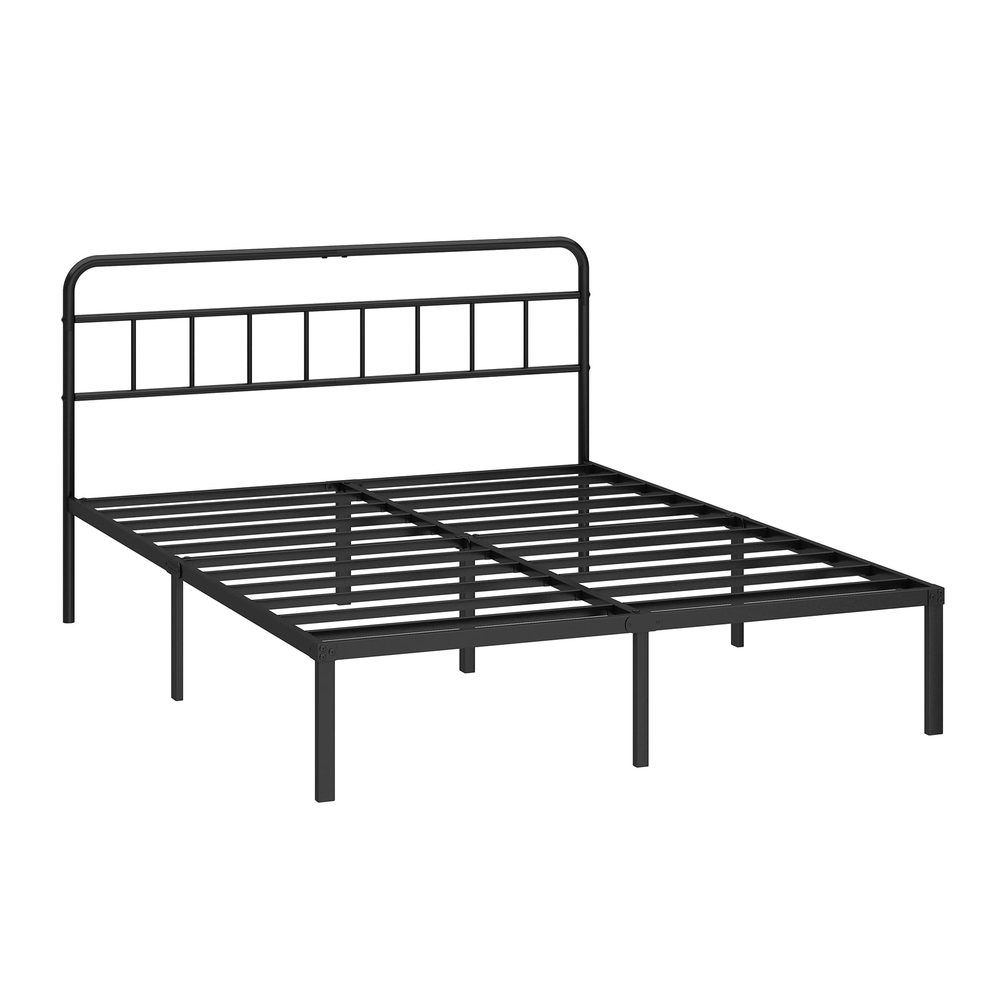 12 inches Queen Size Bed Frame with Minimalist headboard,Metal Platform