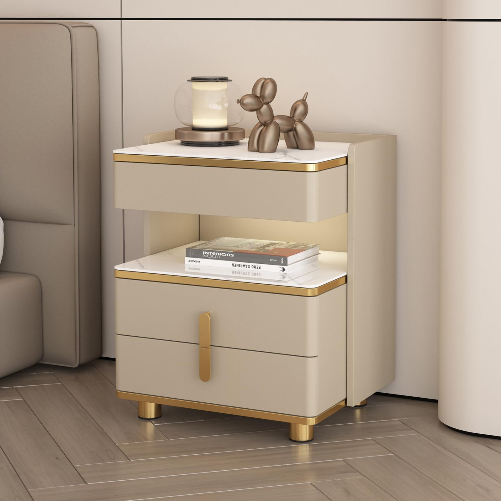 3-Drawer Nightstand with 4-Tier Storage for Bedroom | Bedside Table