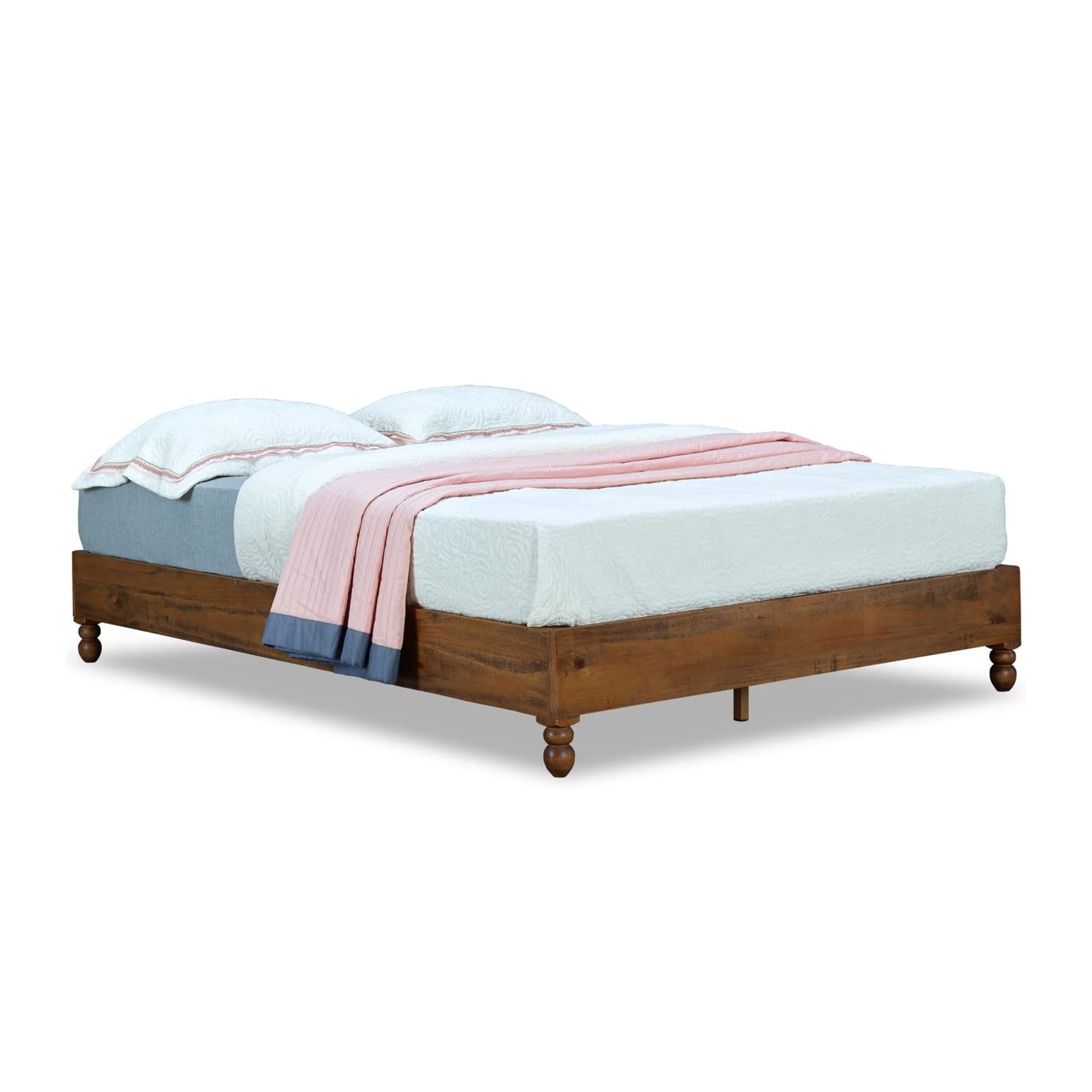 12 Inch Solid Wood Bed Frame Rustic Style Eliminates The Need for a Boxspring