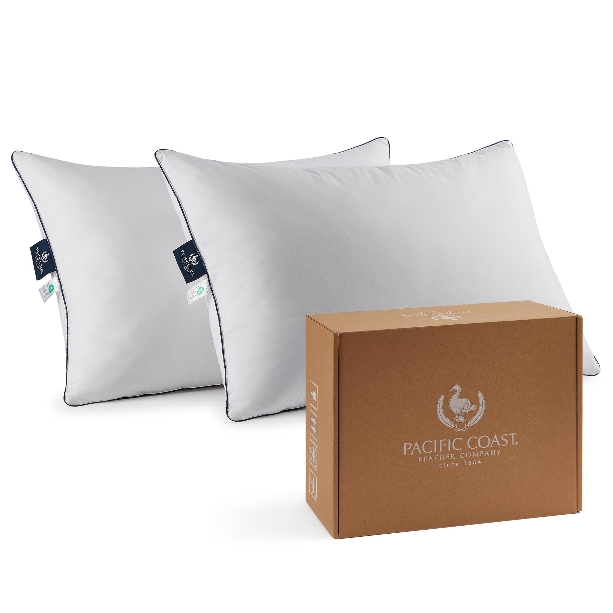 Coast Goose Feather and Down Bed Pillows Standard Size Set of 2