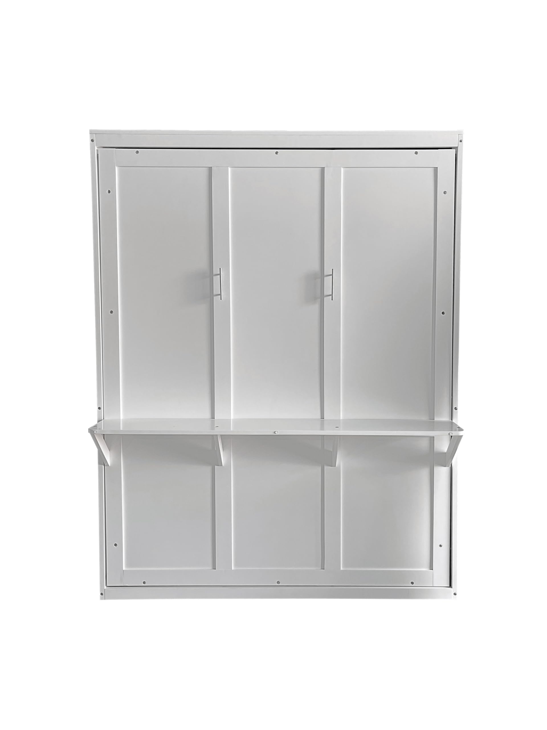 Queen Wall Murphy Bed with Desk Design, Wood Hidden Foldable Wall Bed
