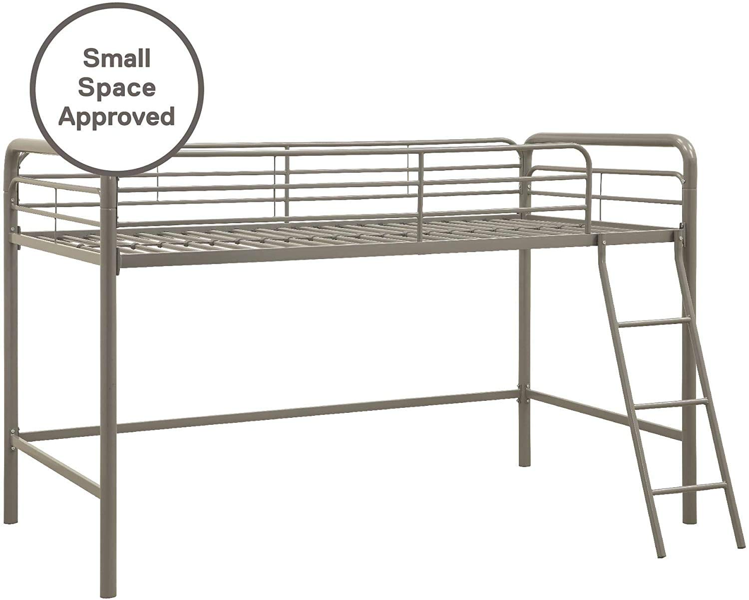 Junior Loft Bed Frame with Ladder, Twin, Silver
