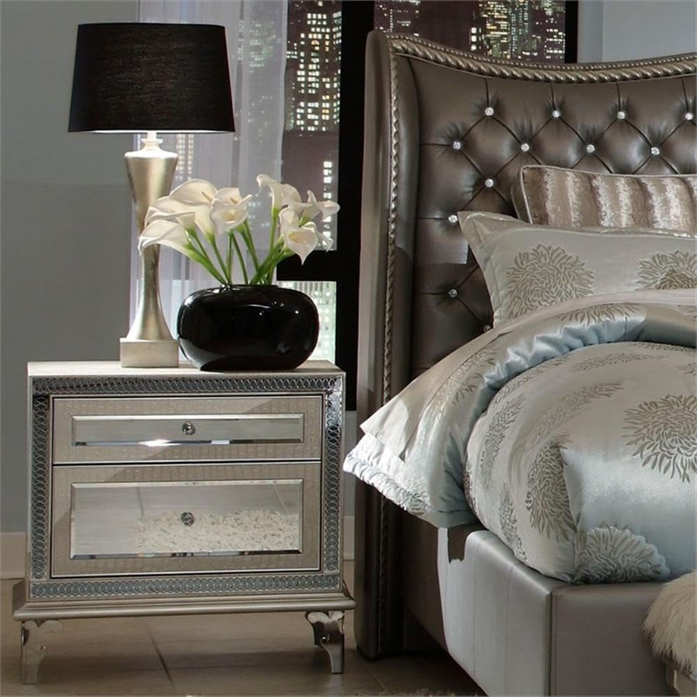Hollywood Swank 2-Drawer Nightstand - Crystal Croc