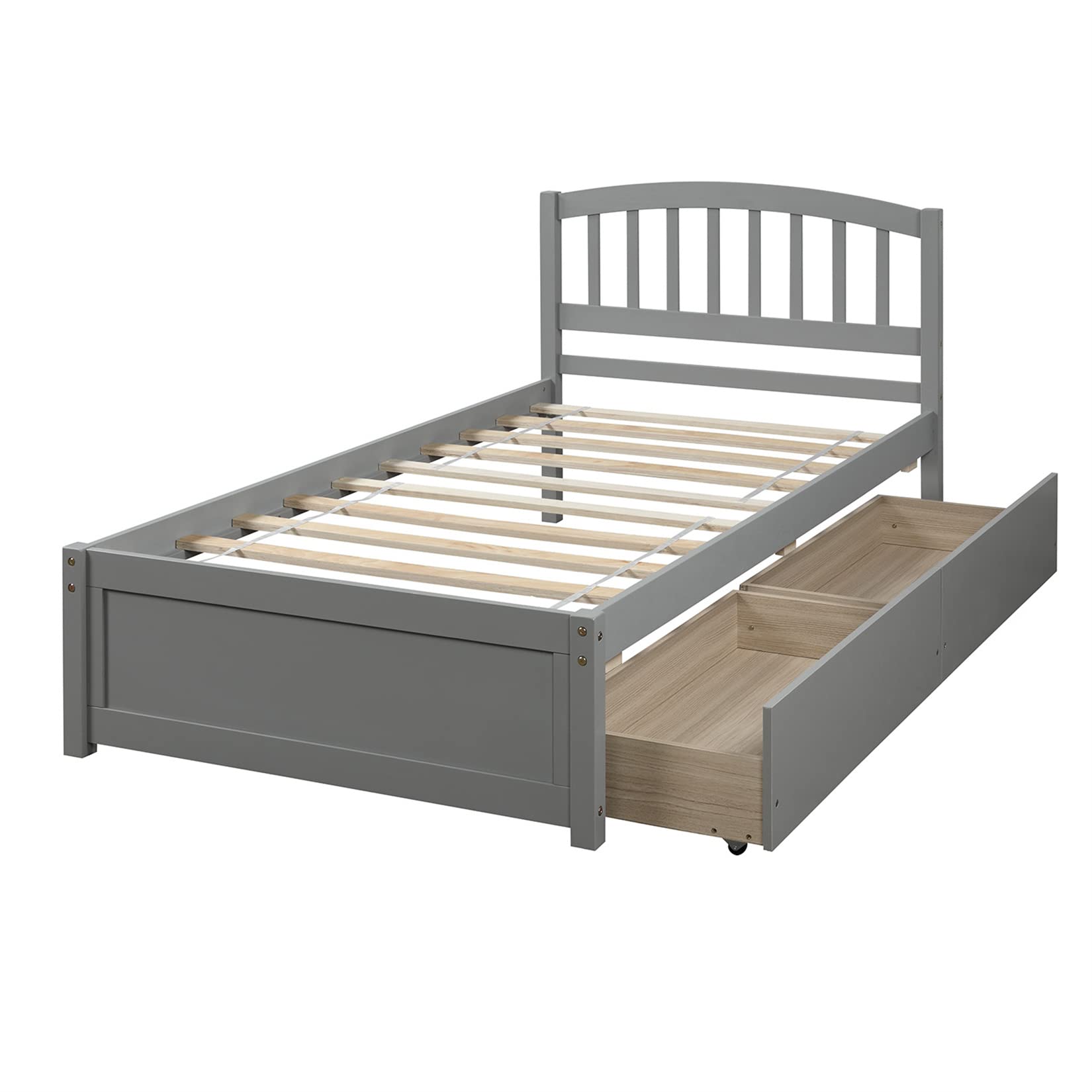 Drawers,Wood Bed Frame with Headboard and Footboard Wood Platform