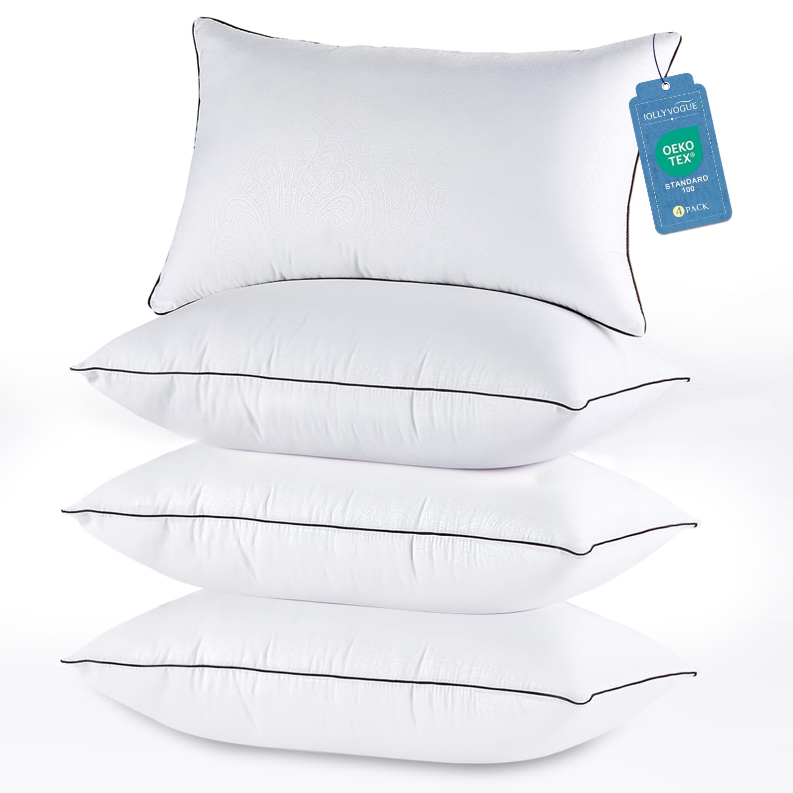 Bed Pillows Standard Size Set of 4, Cooling and Supportive Full Pillow 4 Pack with Down