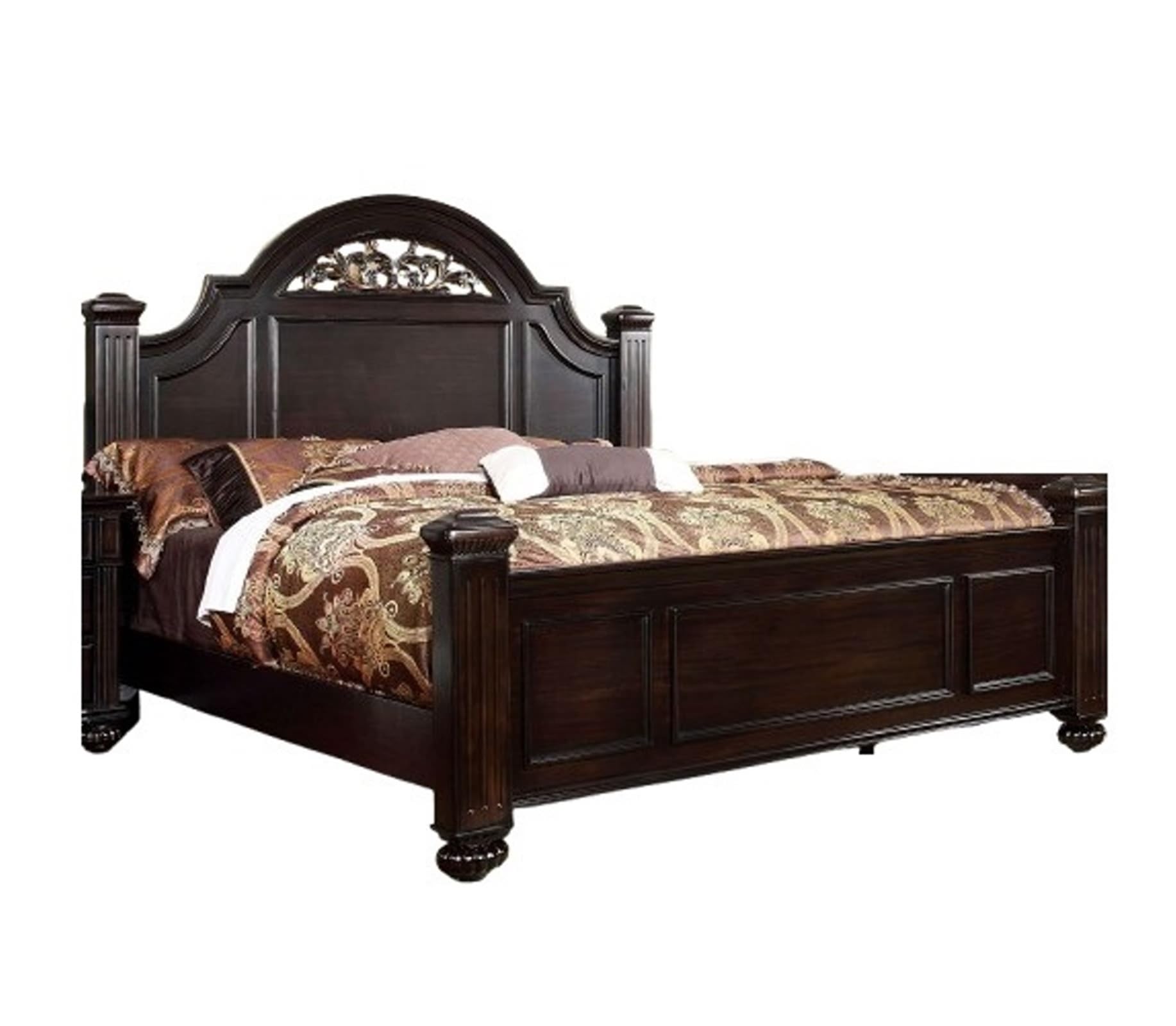 Bed Caddy Rustic King Size Bed Frame Platform Dark Walnut