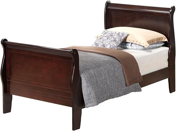 Suburban Sophistication Sleigh Bed with Timeless Design, Cappuccino Finish