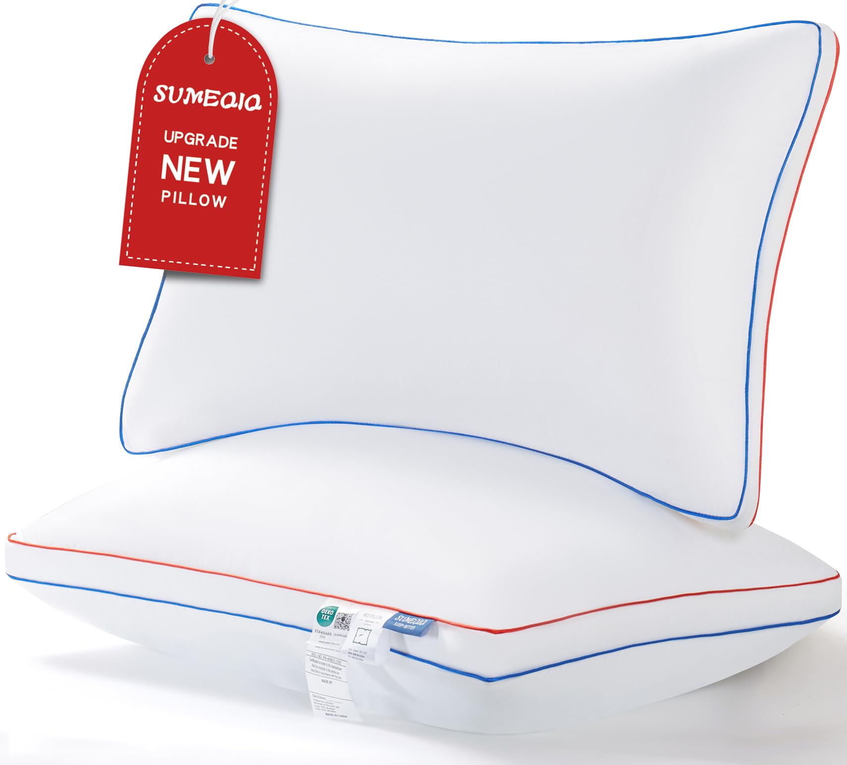 Pillows Queen Size Set of 2, Fluffy Bed Pillows for Sleeping