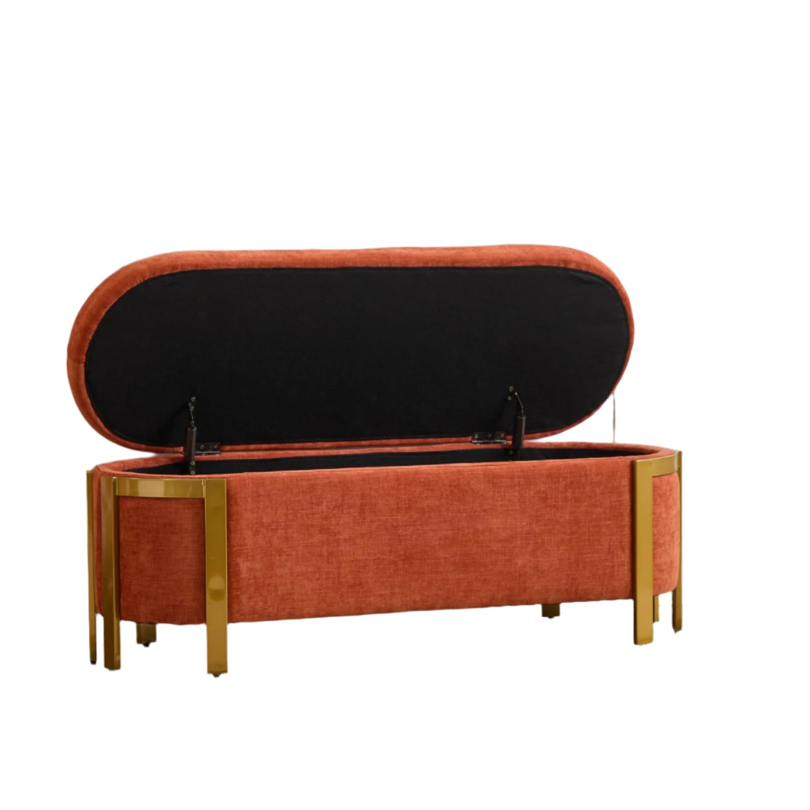 48” Storage Bench Ottoman, Upholstered Chenille End of Bed Bench Bedroom