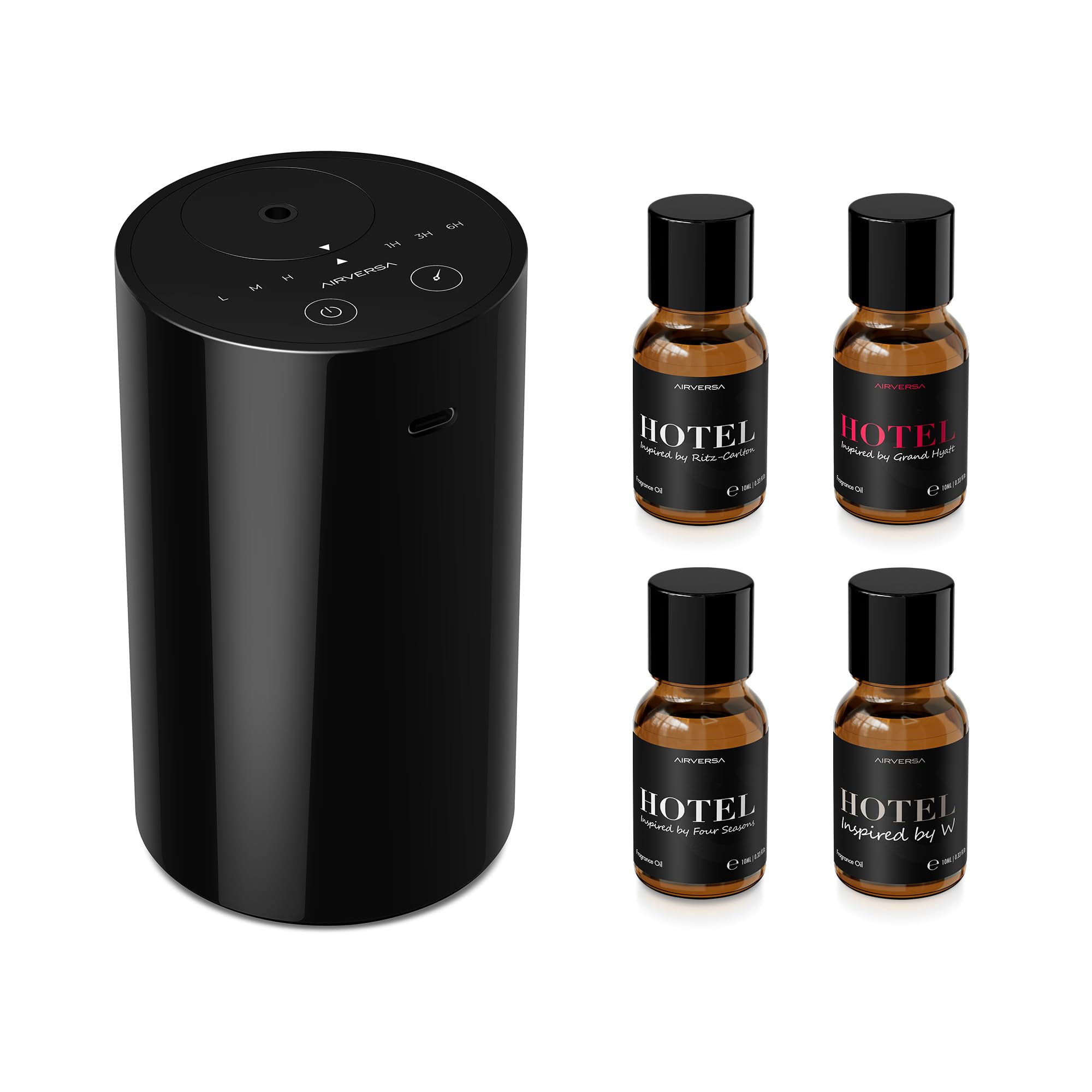 Waterless Essential Oil Diffuser Starter Kit with 4 x 10mL Hotel Scent