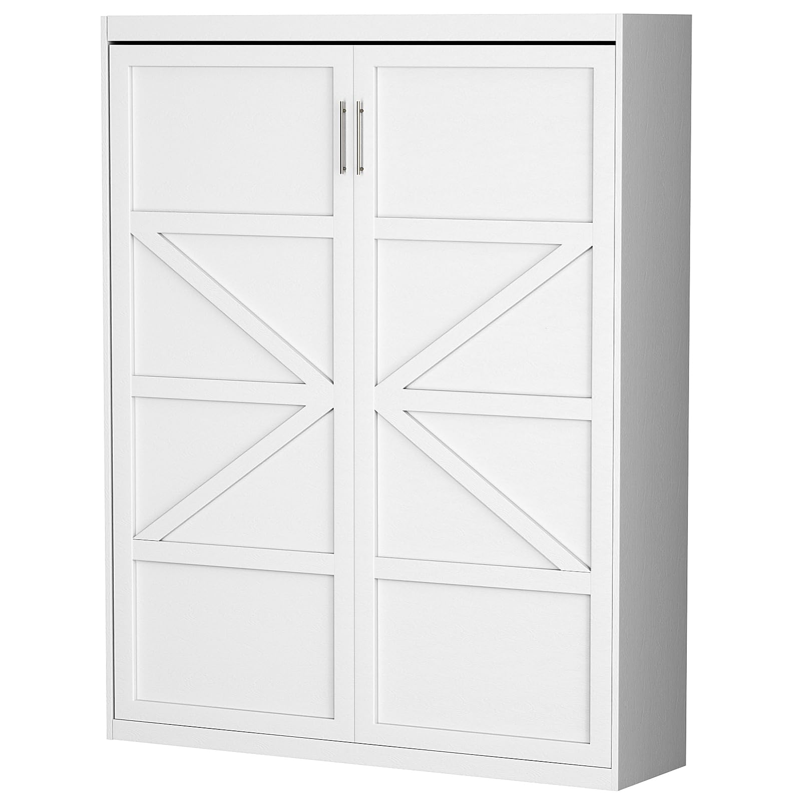 Queen Size Murphy Wall Bed, White, Space-Saving Furniture Bed Frame