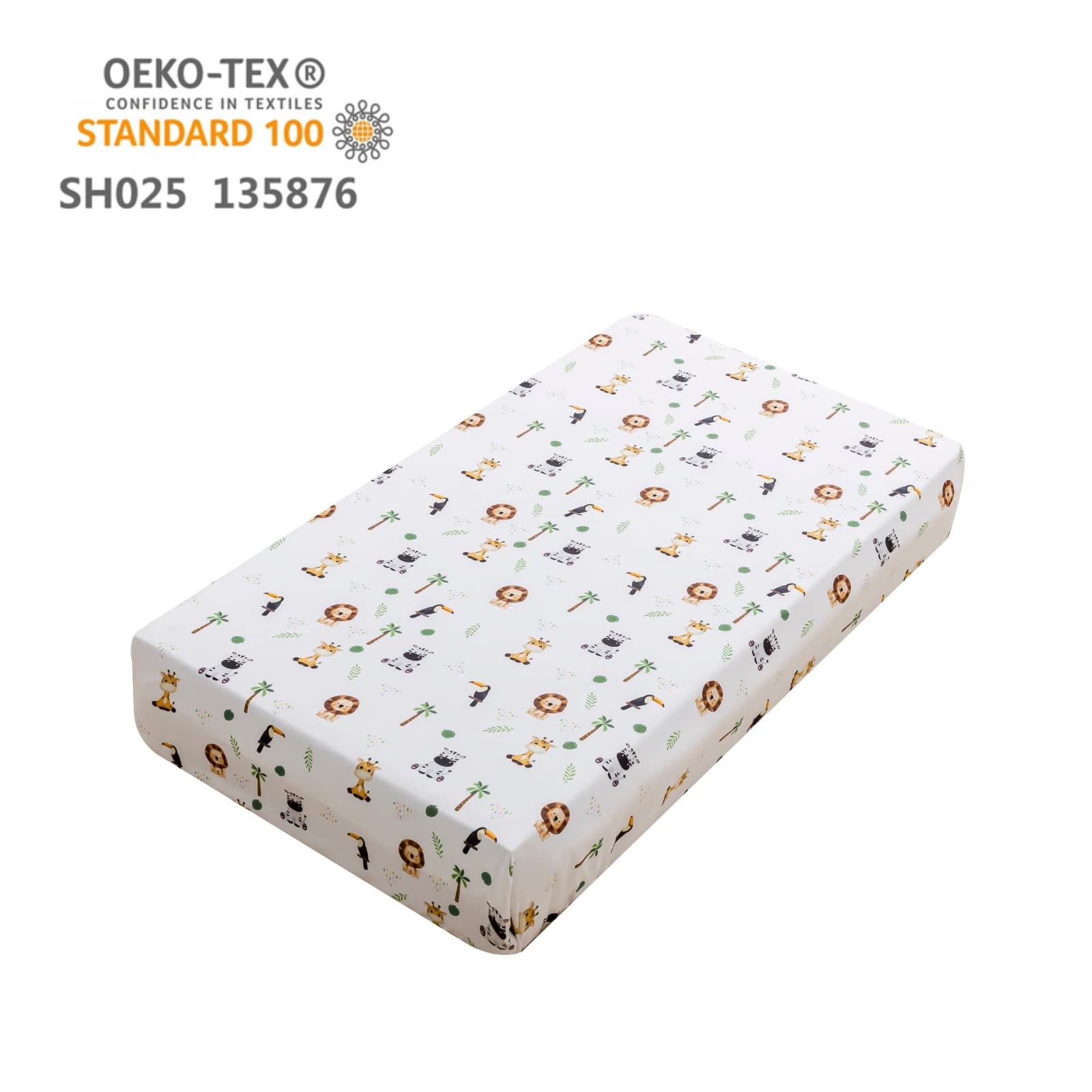 Safari Animal Bedding Set for Baby Boys Girls, 3-Piece Crib Set Including Sheet, Comforter & Skirt, Standard Size