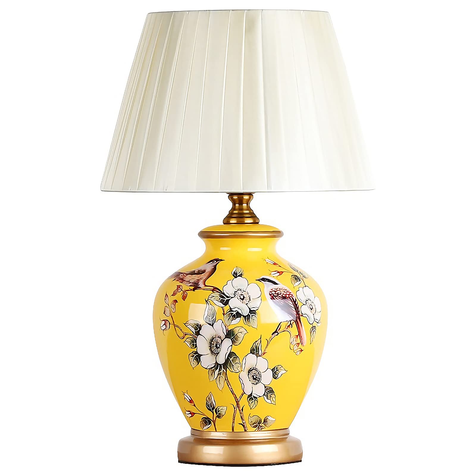 Flower and Bird Hand-Painted Ceramic Table Lamp ,Chinoiserie Lamp ,Bedside Lamp