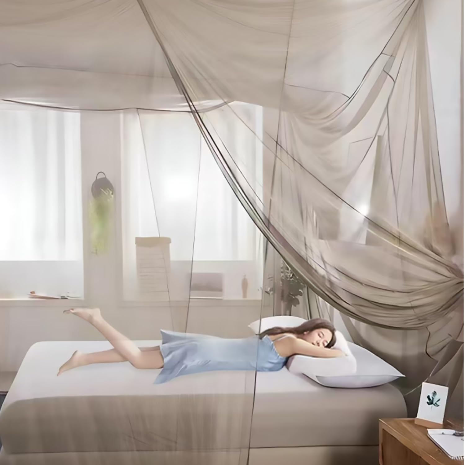 100% Silver Fiber EMF Shielding Bed Canopy,Blocks Radiation/EMF/WiFi/5G Other RF Attenuation 10MHz-10GHz 35-60dB Breathable Bed Net Canopy Radiation Shielding Rate(180/*200*185cm)((180*220*185CM))