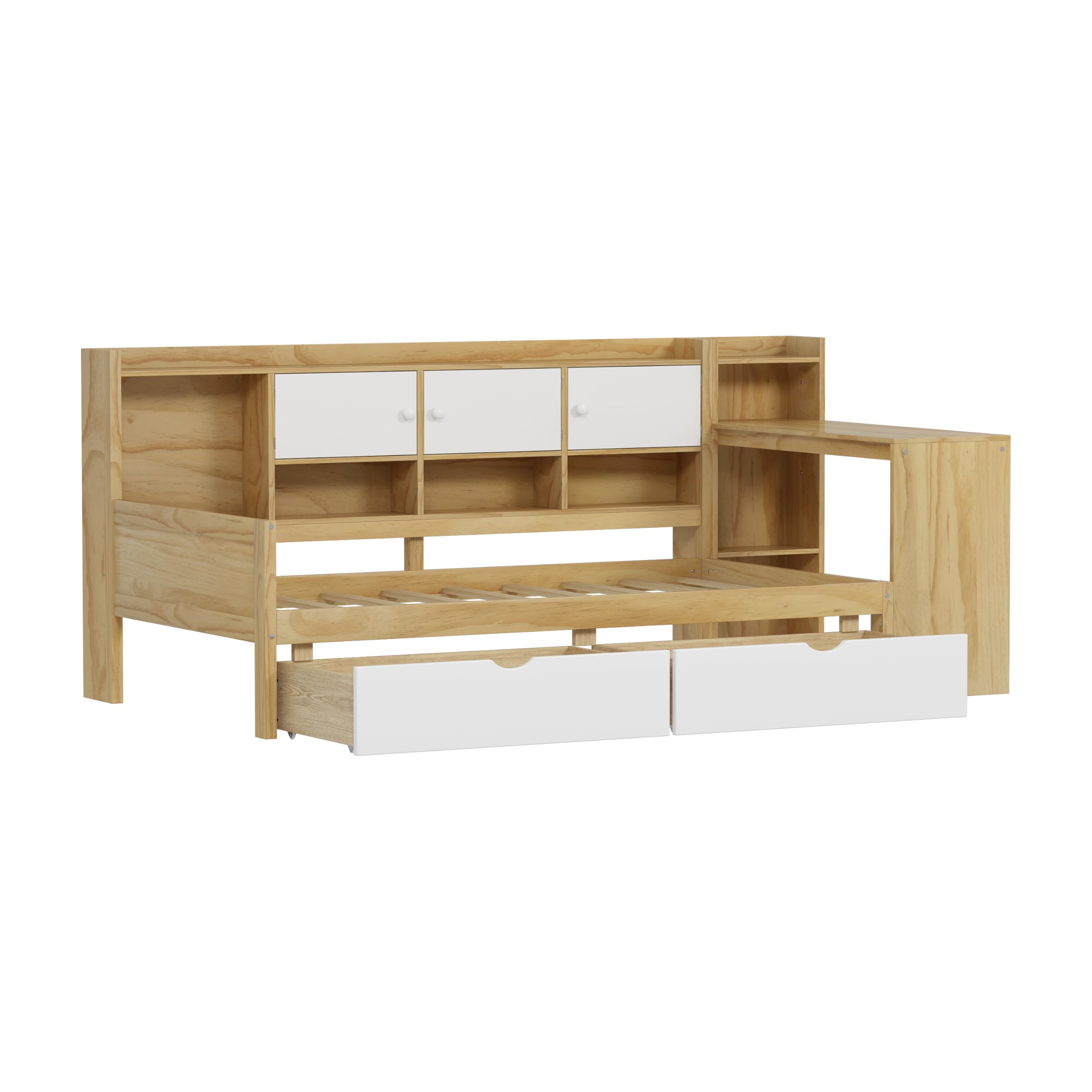 Twin Size Daybed with Seven Storage Cabinets and Two Storage Drawers