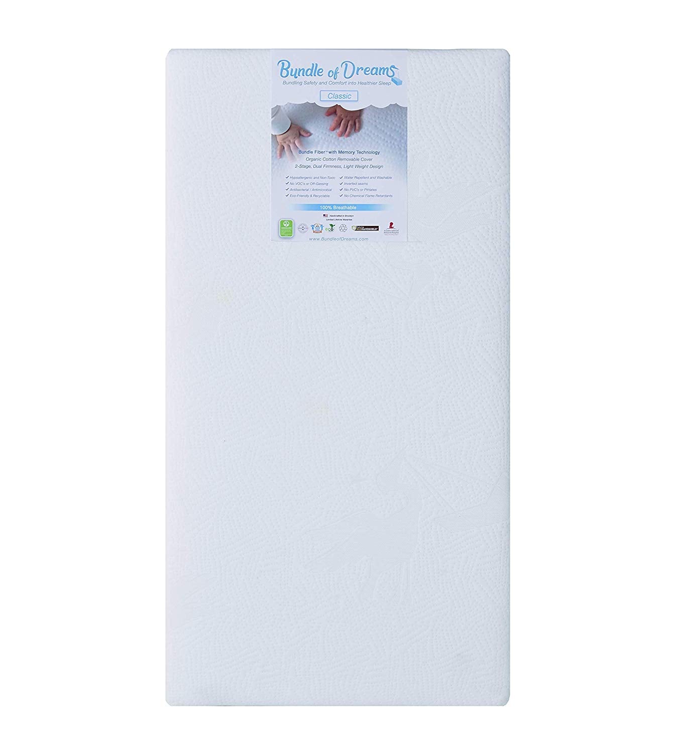 Classic 2-Stage Crib & Toddler Bed Mattress, 100% Breathable, Organic Cotton Cover