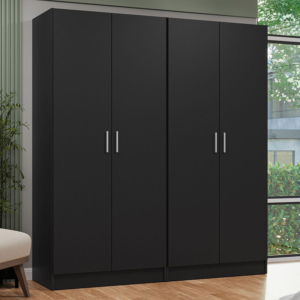 4 Doors Storage Cabinet with Ample Shelves Space 63" L Utility Armoire