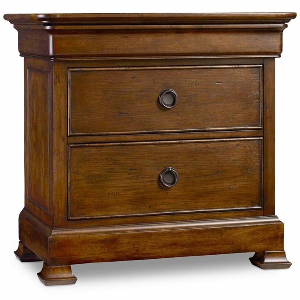 Modern/Contemporary 2 Drawer Nightstand in Pecan