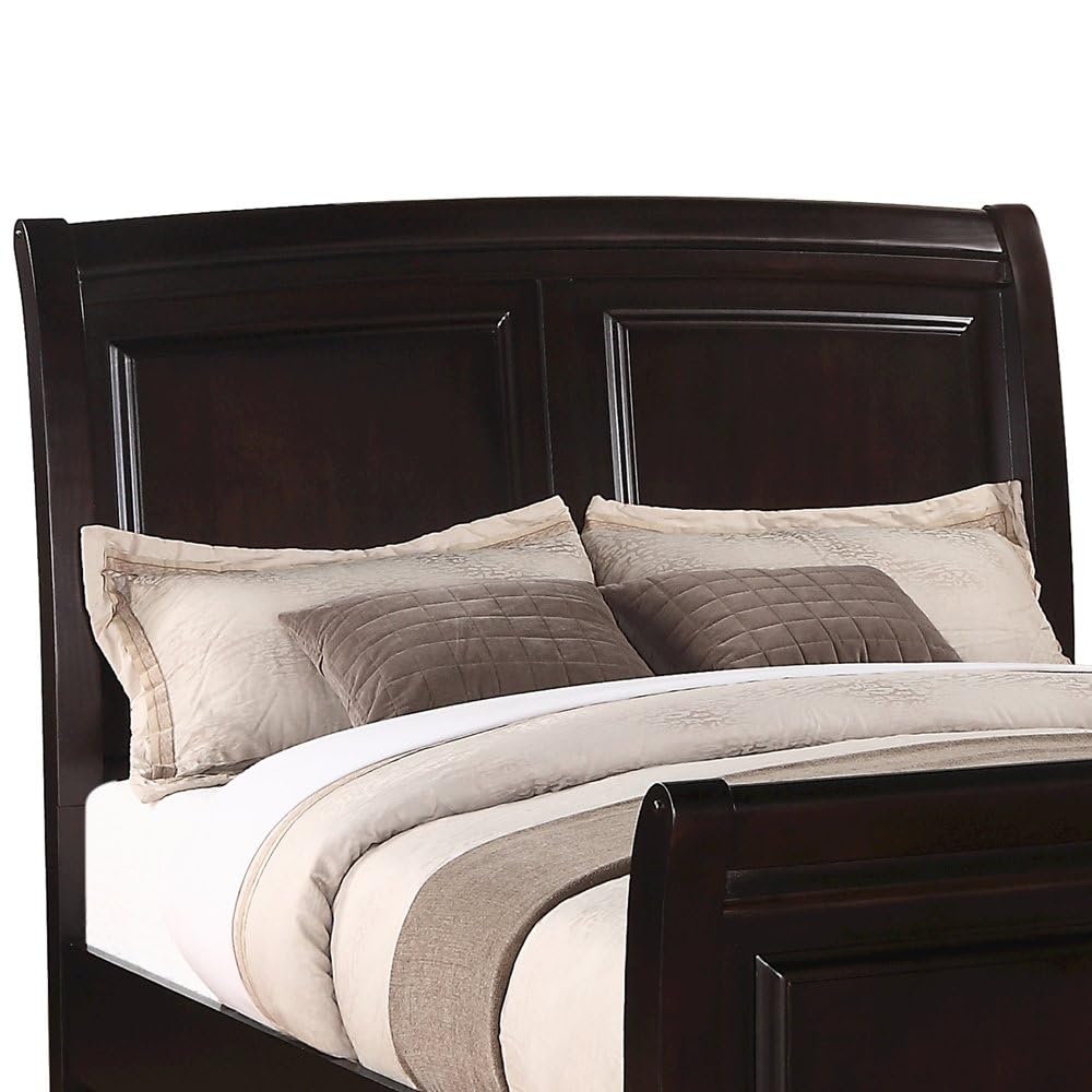 Ashford King Sleigh Bed – Cappuccino Finish, Solid Wood Frame, Classic Design