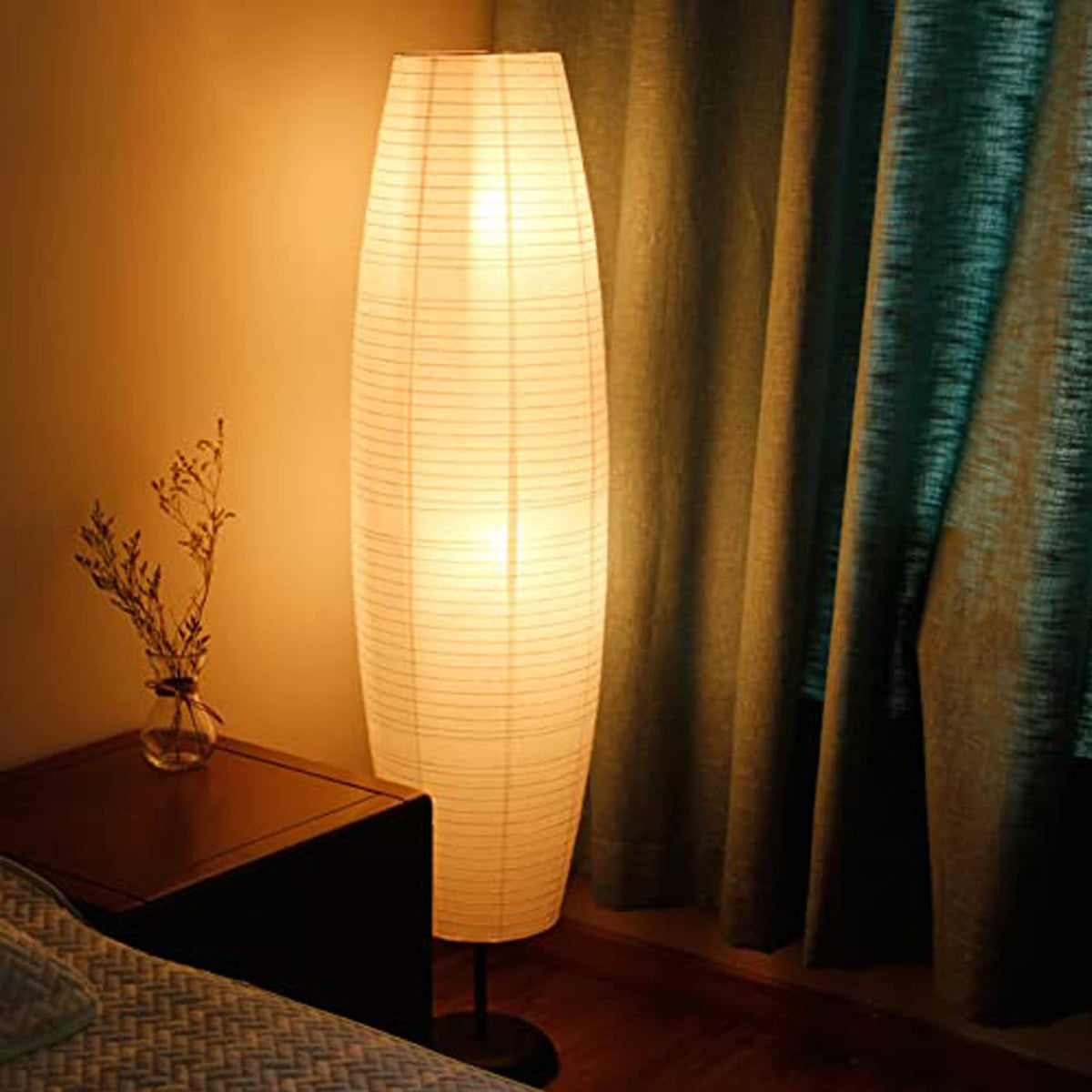 Boho Rice Paper Floor Lamp, 53.9" Tall