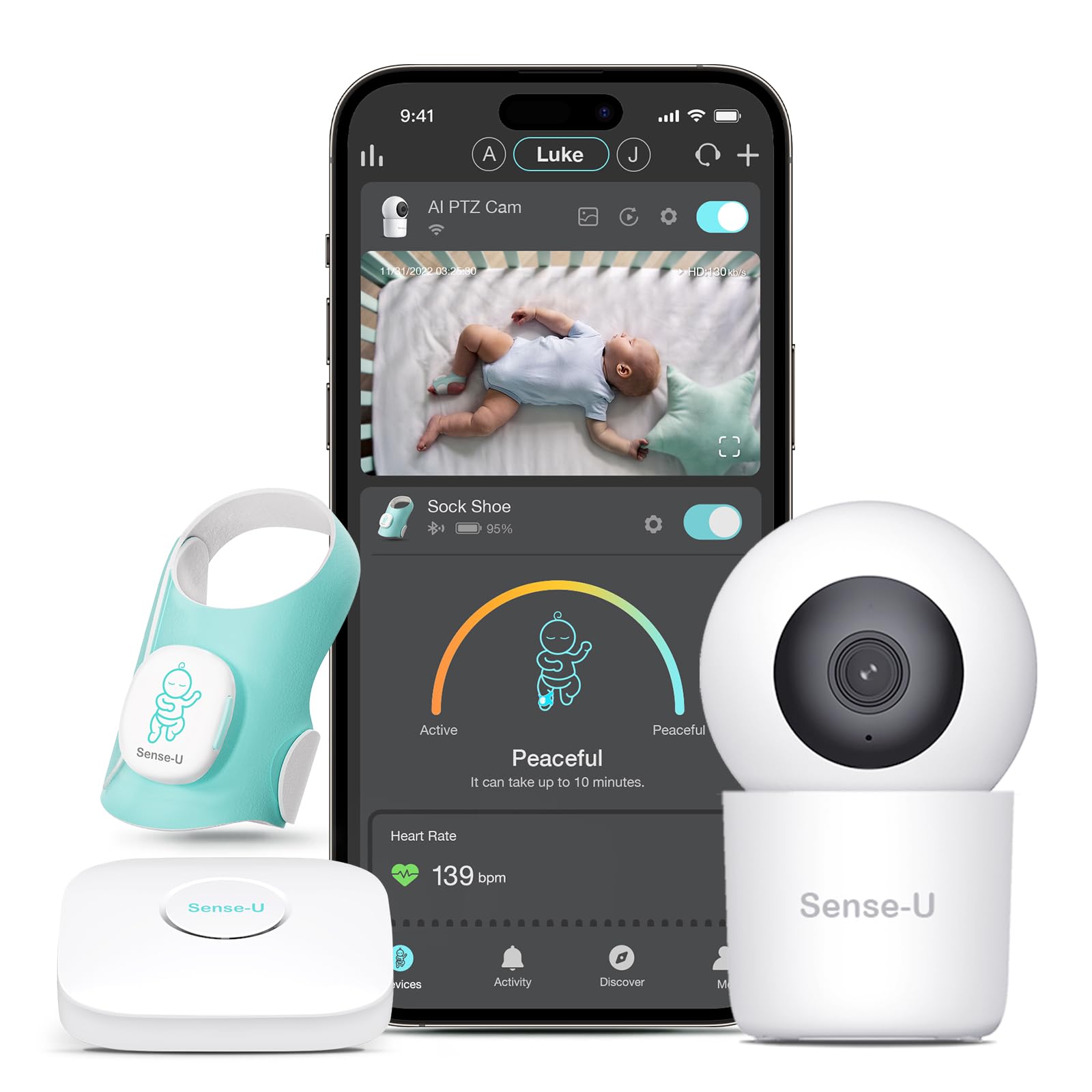 Sock Shoe Bundle Smart Baby Monitor: Sock Shoe Plus 2.5K PTZ Camera