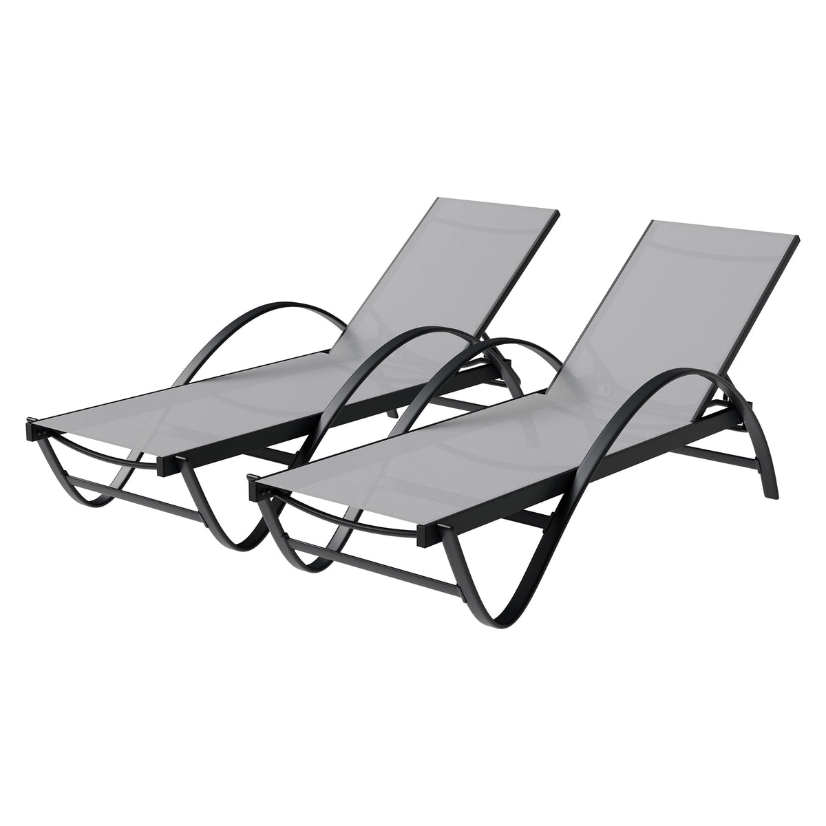 Outdoor Chaise Lounge Chair with Adjustable Backrest, Set of 2