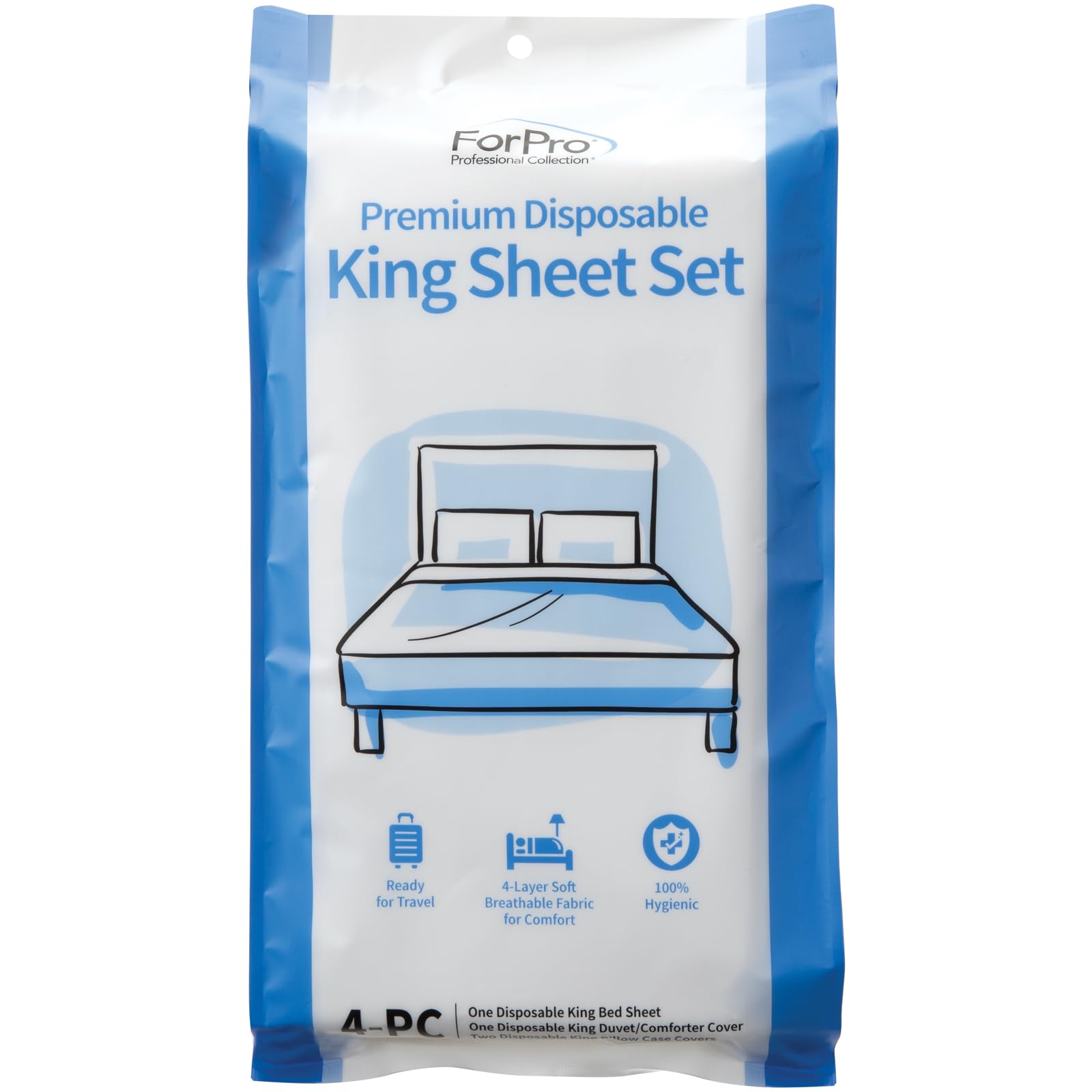 Disposable Sheet Set, 4-PC King Size Bedding for Travel, Includes Bed Sheet
